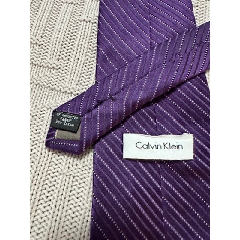 Calvin Klein Calvin Klein purple striped silk tie Size ONE SIZE - 2 Thumbnail