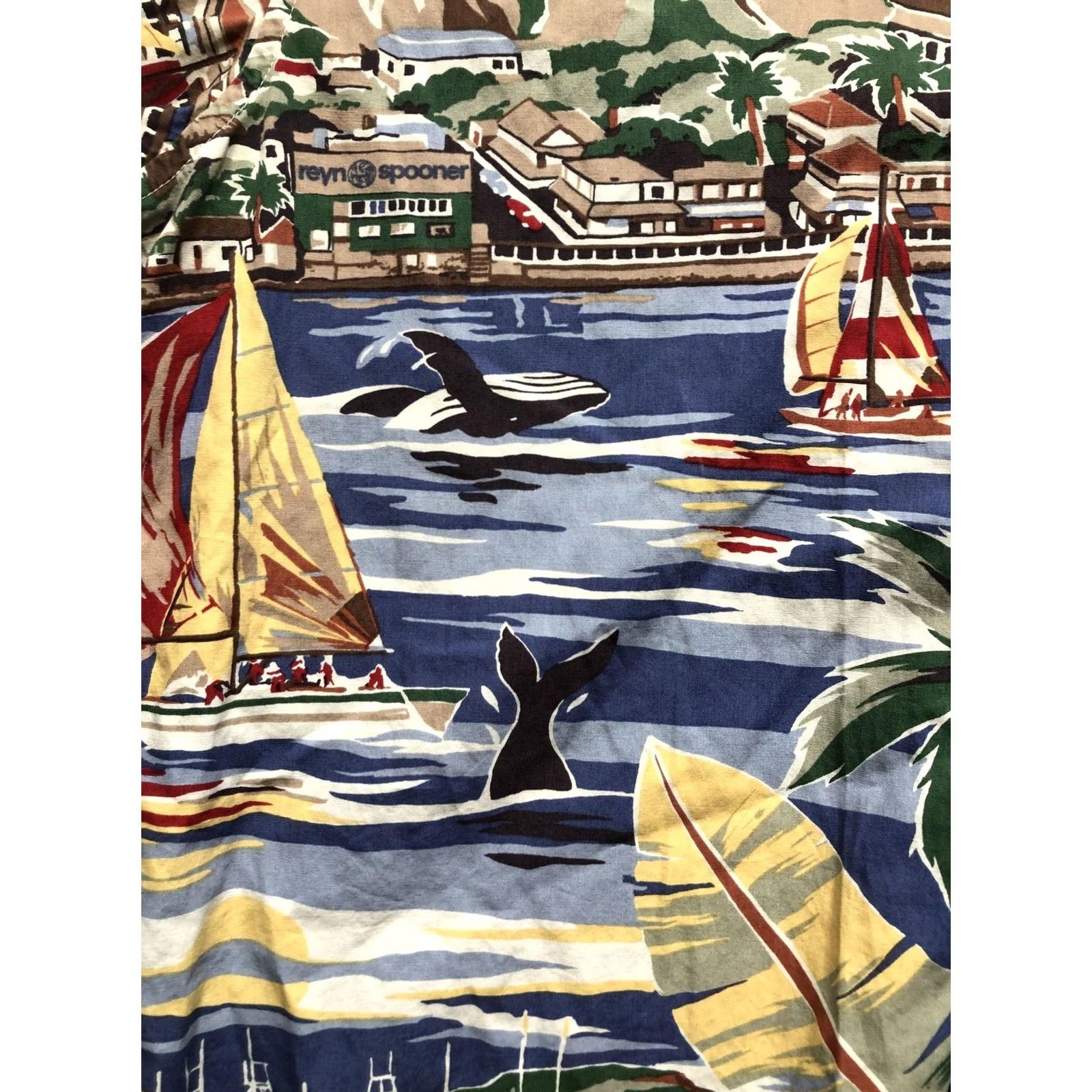 Reyn Spooner Reyn Spooner Shirt Mens L Blue Hawaiian Aloha Sailboats Whales Made Hawaii Button-Up Short Sleeve Size US L / EU 52-54 / 3 - 6 Thumbnail