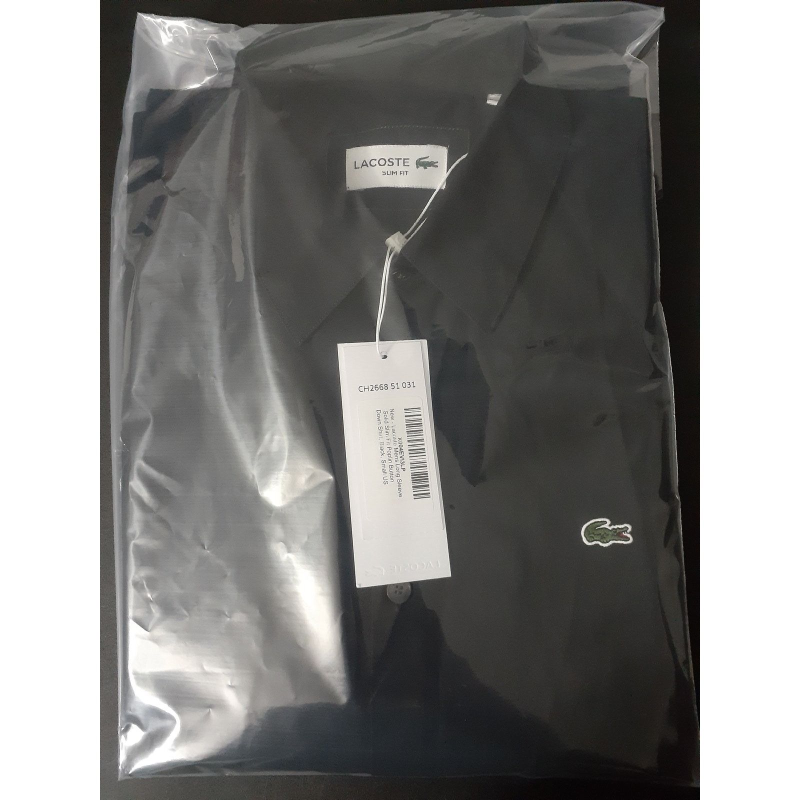 Lacoste Lacoste Mens Long Sleeve Solid Slim Fit Poplin Shirt Black S Size US S / EU 44-46 / 1 - 2 Thumbnail