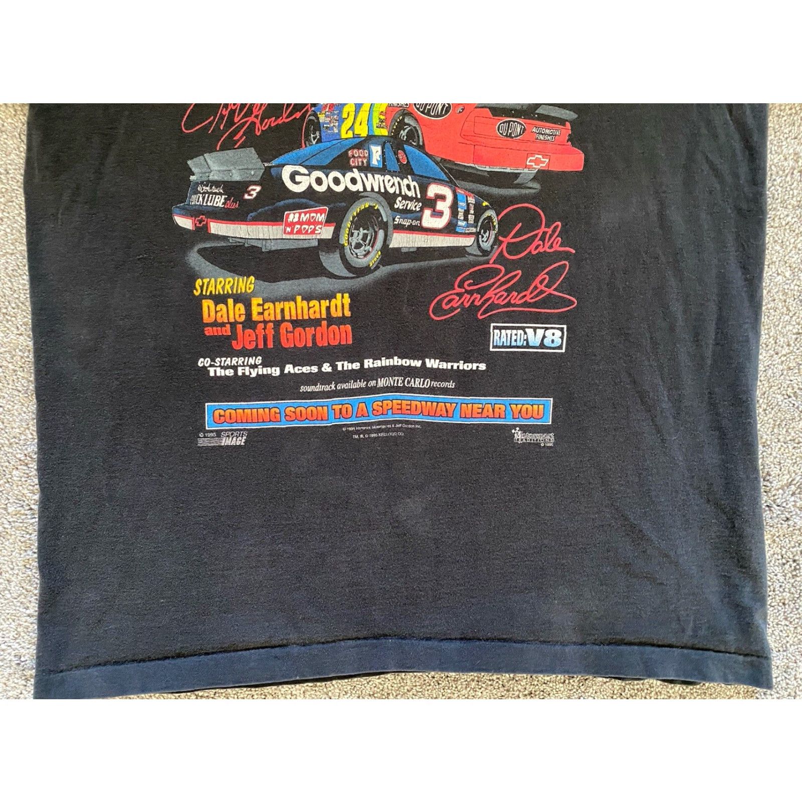 Fruit Of The Loom VINTAGE 1995 The Kid & The Champ Shirt 2XL Black Dale Earnhardt Jeff Gordon Fruit of the Loom Shirt Mens T-Shirt 90s Grunge USA Passenger Theme Size US XXL / EU 58 / 5 - 5 Thumbnail