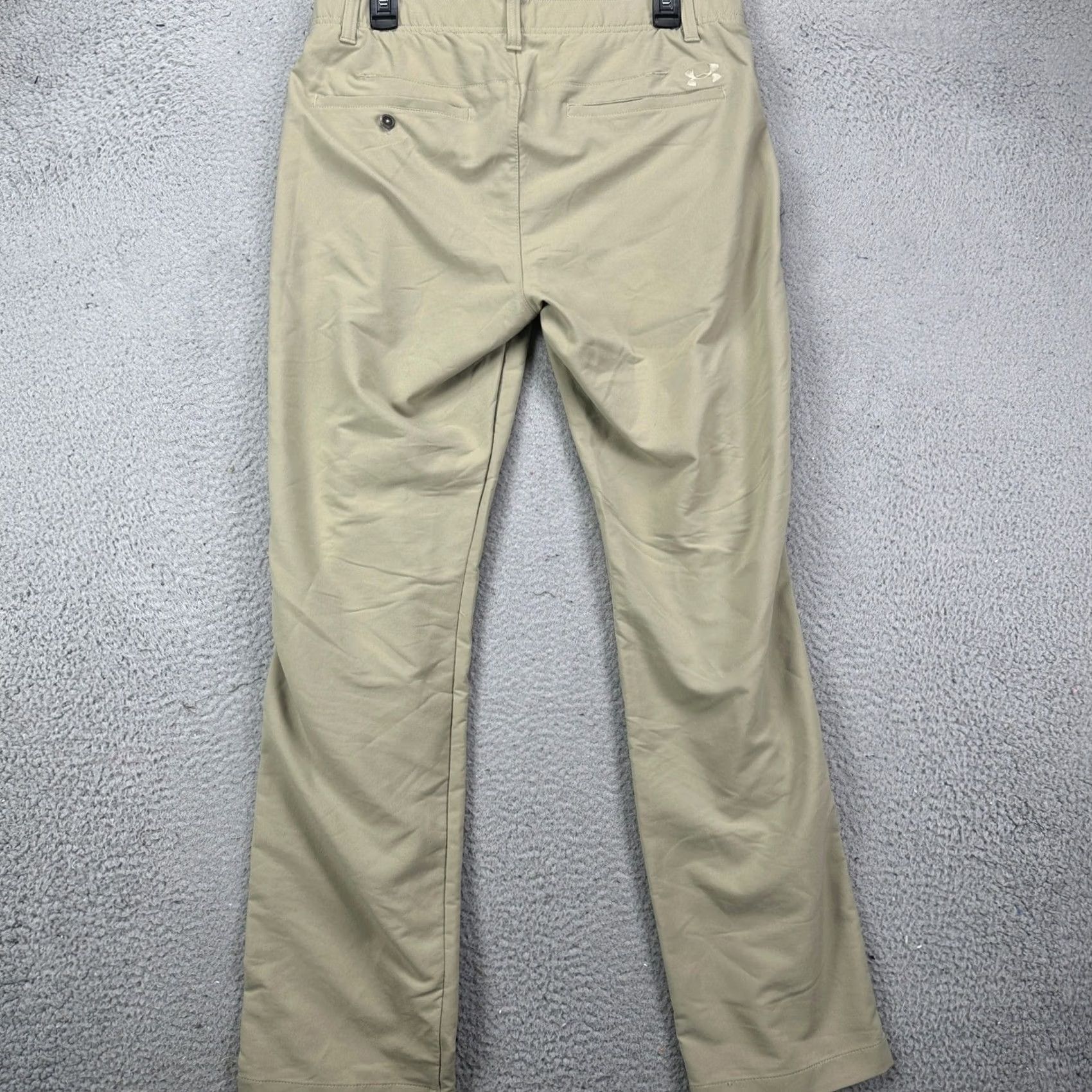 Under Armour Under Armour Hiking Pants Mens 34X32 Nylon Blend Stretch Flat Front Logo Brown Beige Outdoors Regular Fit Trousers Size US 34 / EU 50 - 2 Thumbnail