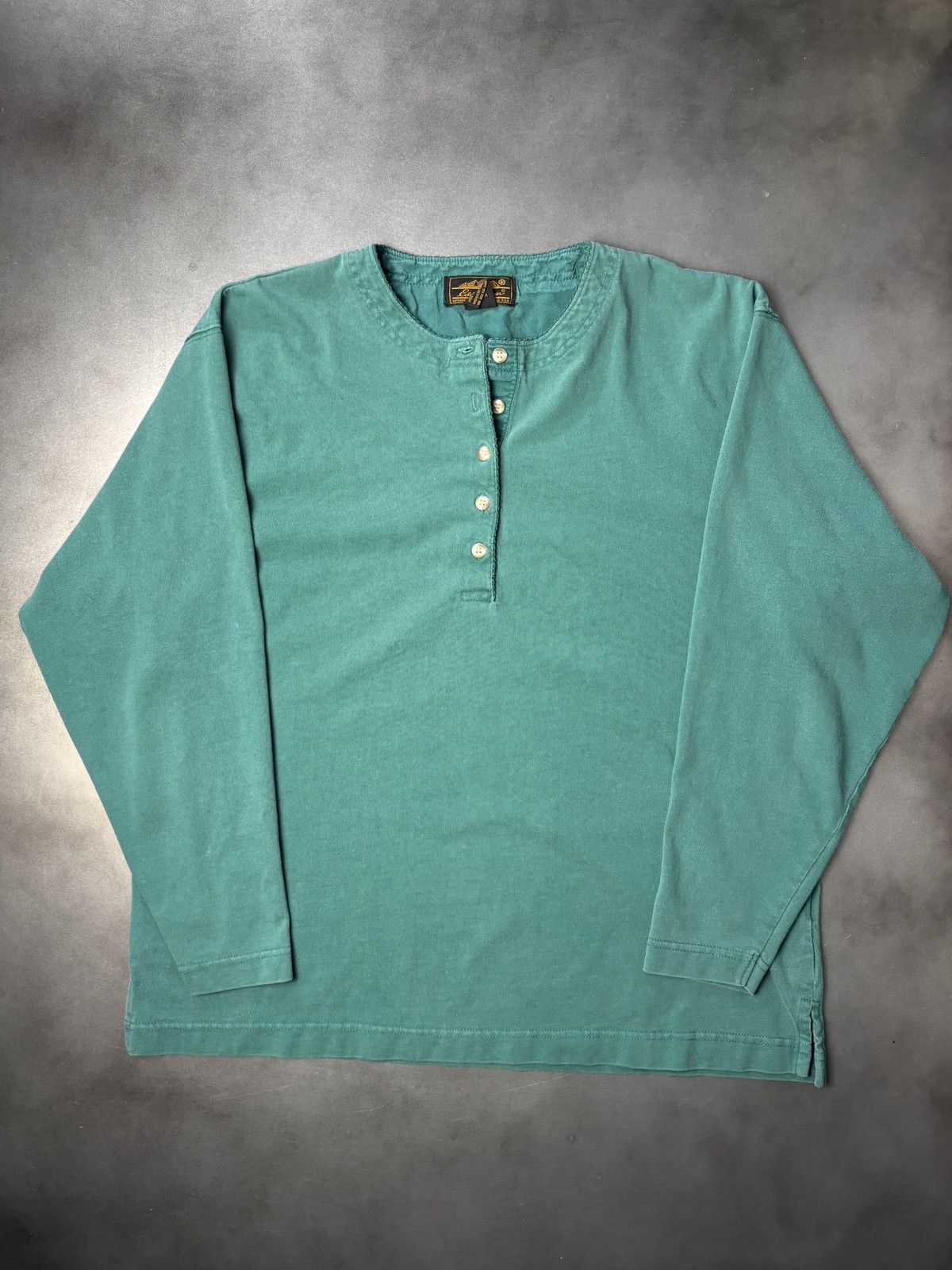 Vintage Eddie Bauer Henley 1990s Longsleeve Faded Shirt 90s