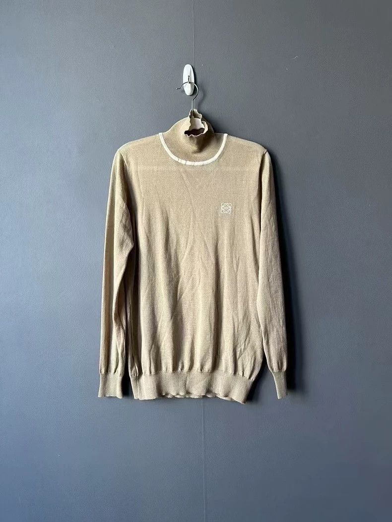 Loewe LOEWE Light brown high collar knit top Size S / US 4 / IT 40 - 1 Thumbnail