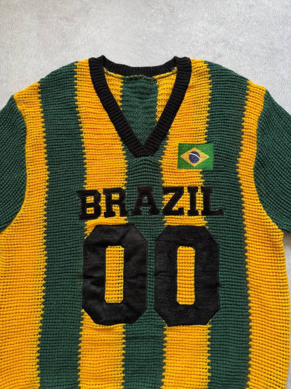 Japanese Brand Blokecore Brazil National Team Crochet Knit Jersey Size US S / EU 44-46 / 1 - 4 Thumbnail