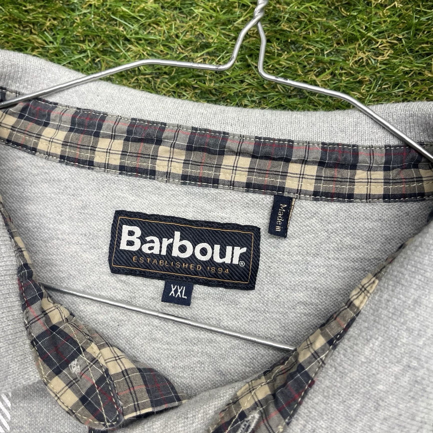 Barbour VINTAGE Barbour Blaine Polo Shirt Mens 2XL Gray Plaid Cotton AOP Golf Polo Mens 2XL Gray Barbour Blaine Plaid Golf Shirt 90s? Size US XXL / EU 58 / 5 - 7 Thumbnail