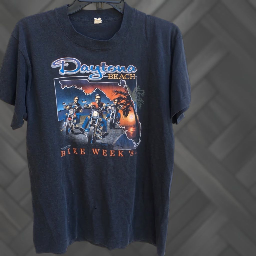 Vintage VINTAGE Daytona Beach Bike Week 84 T Shirt 3D Emblem Biker Tee XL 1980s Black Mens graphic tee Size US XL / EU 56 / 4 - 1 Thumbnail