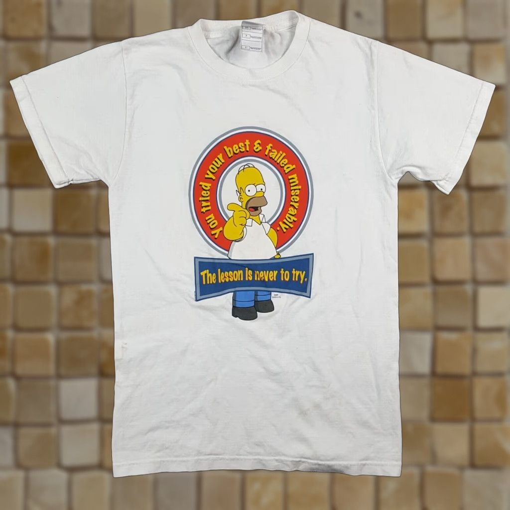 Fruit Of The Loom VINTAGE Fruit of the Loom The Simpsons Homer Fail T-Shirt Size Small White 90s Retro Cartoon Mens Size US S / EU 44-46 / 1 - 1 Thumbnail