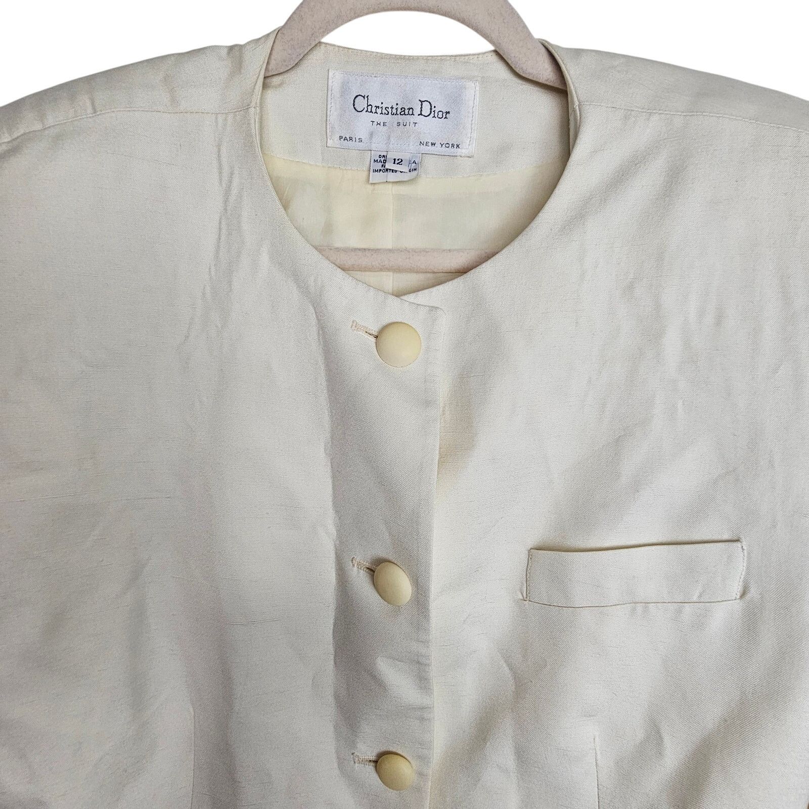 VTG Christian Dior The Suit Power Blazer Women Cream 80s