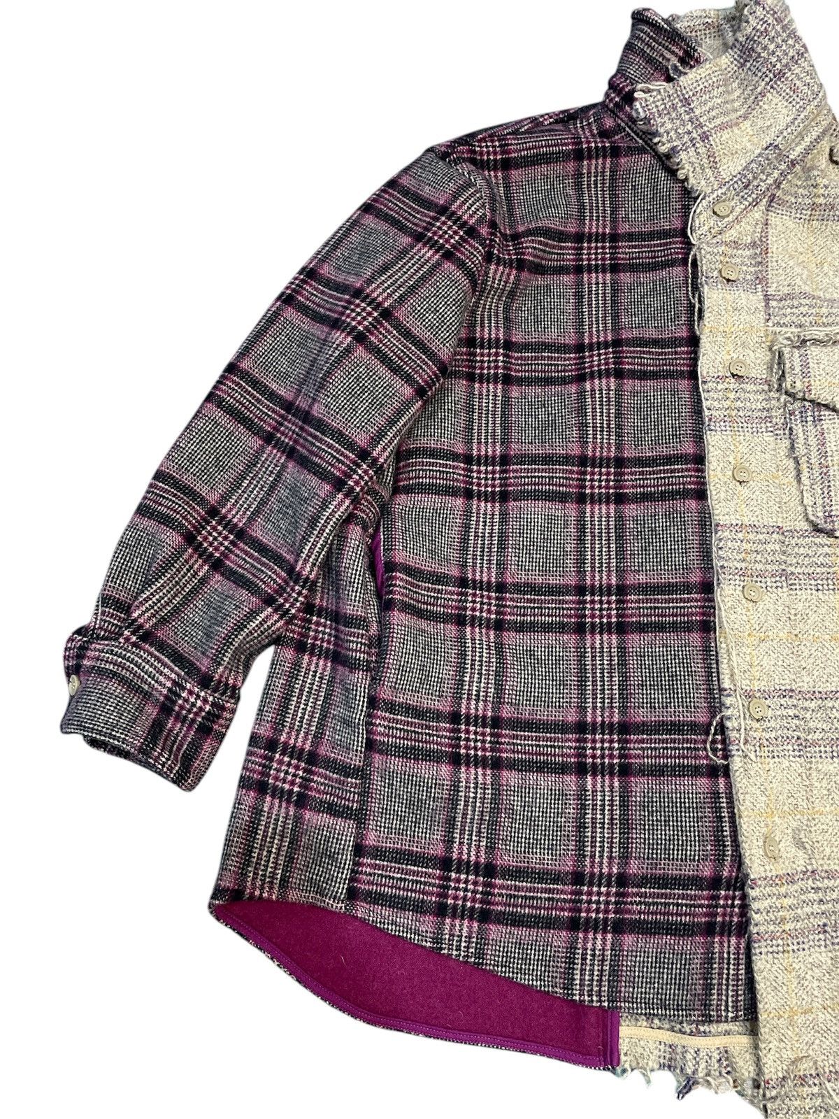Japanese Brand Japanese Brand JNBY Oversized Spliced ​​Plaid Wool Jacket Size US XL / EU 56 / 4 - 4 Thumbnail