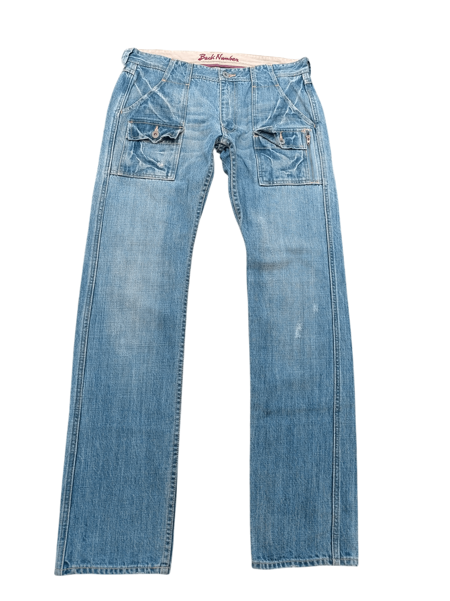 Designer VINTAGE 🔥 Back Number Japan Bush Pant Distressed Denim Size US 33 - 3 Thumbnail