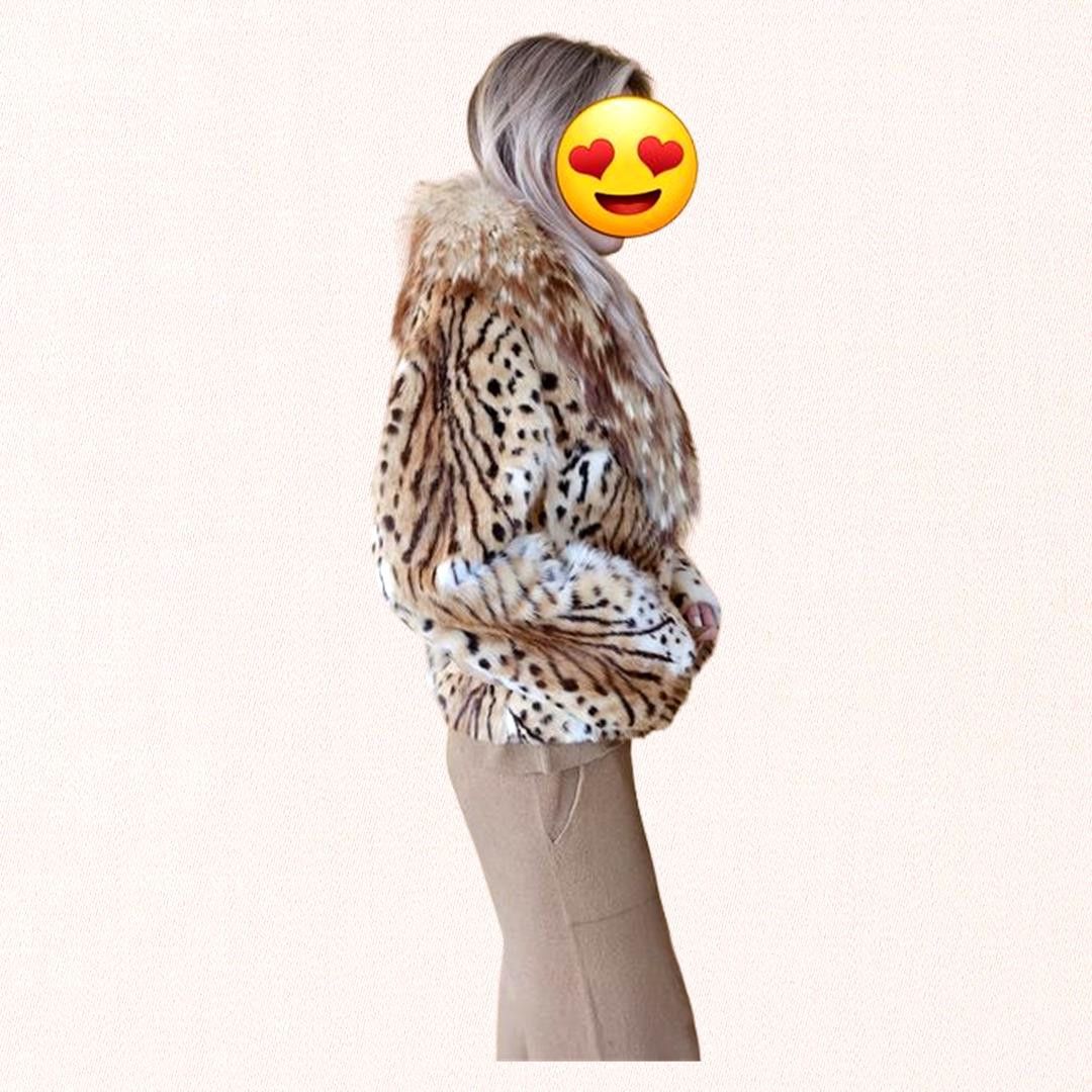 Designer Leopard print natural rabbit fur coat sz S Size S / US 4 / IT 40 - 3 Thumbnail