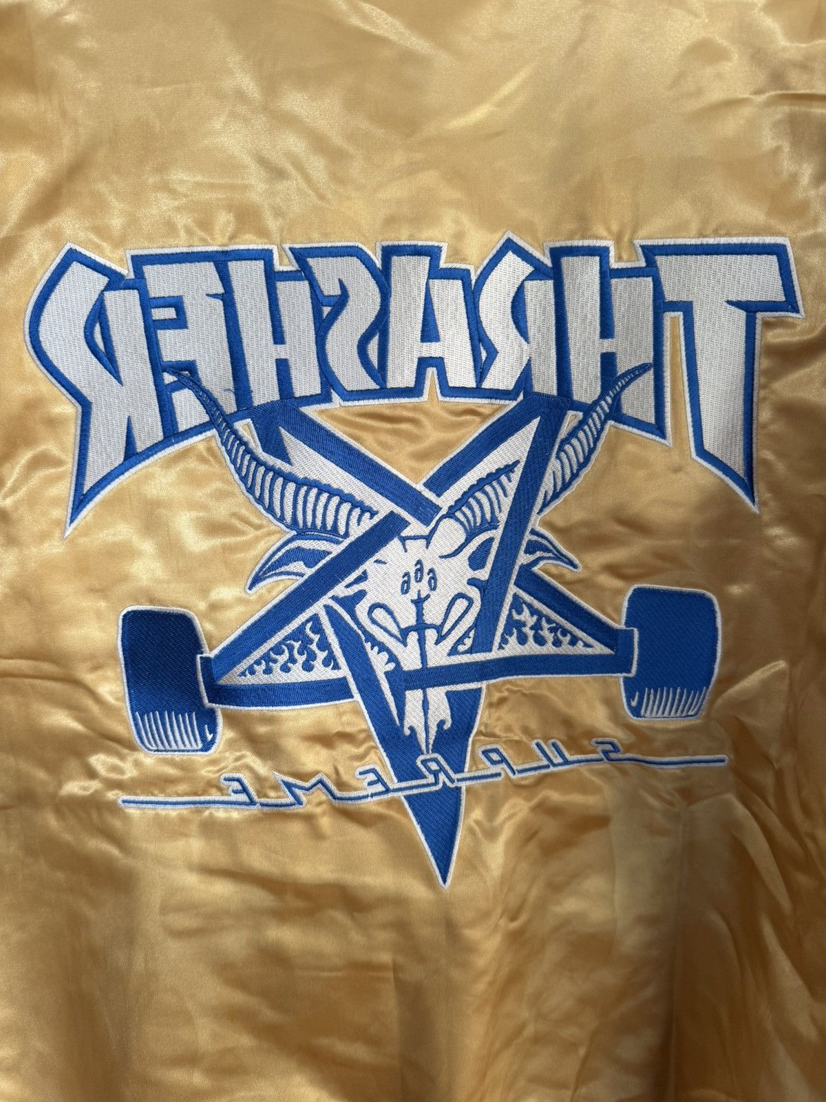 Supreme Supreme x Trasher Satin Bomber Jacket Gold Size US L / EU 52-54 / 3 - 7 Thumbnail