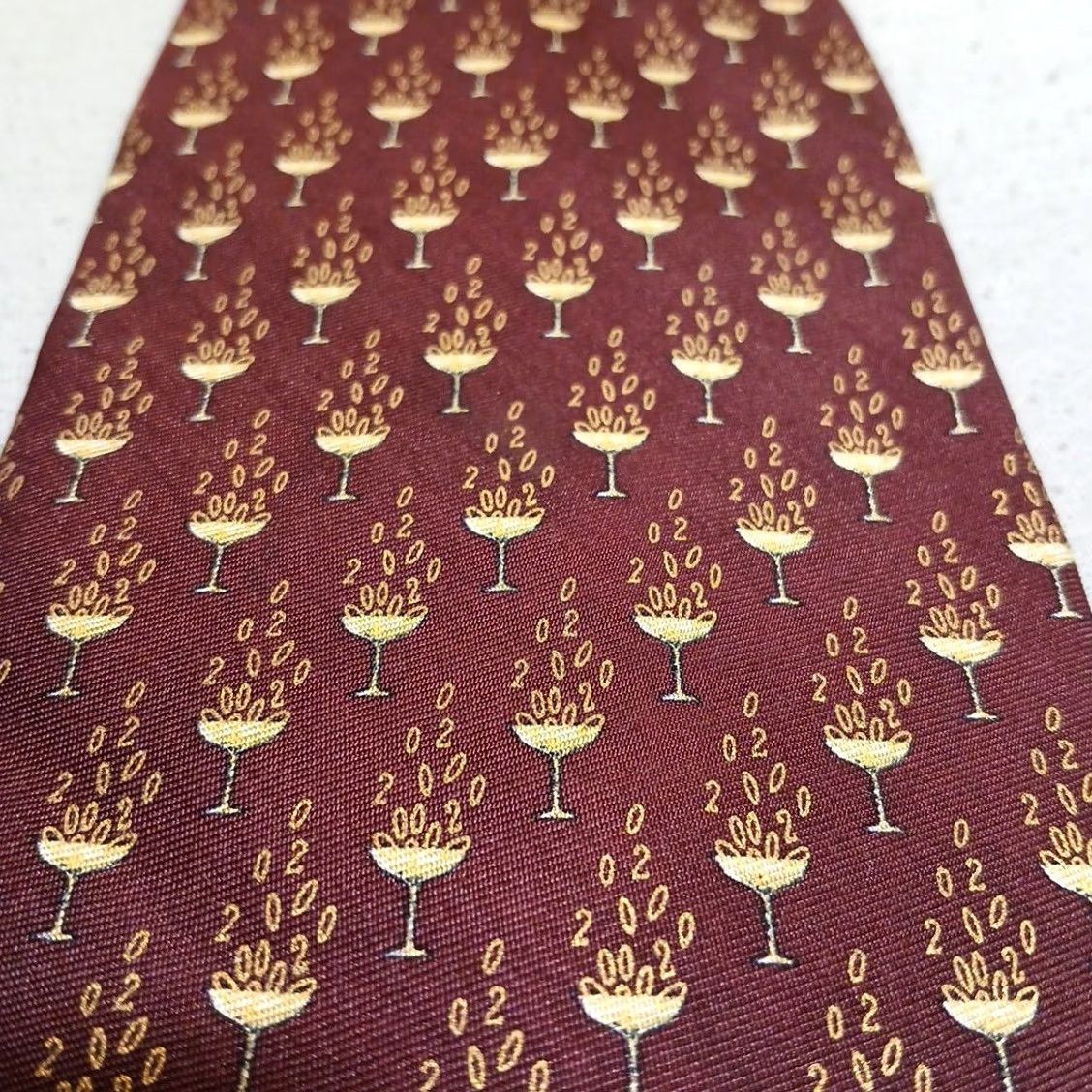 Brooks Brooks Basics Tie Burgundy Tie Geometric Pattern 2 0 Champaign Glass Silk 57" Classic Tie Men Carded Size ONE SIZE - 5 Thumbnail