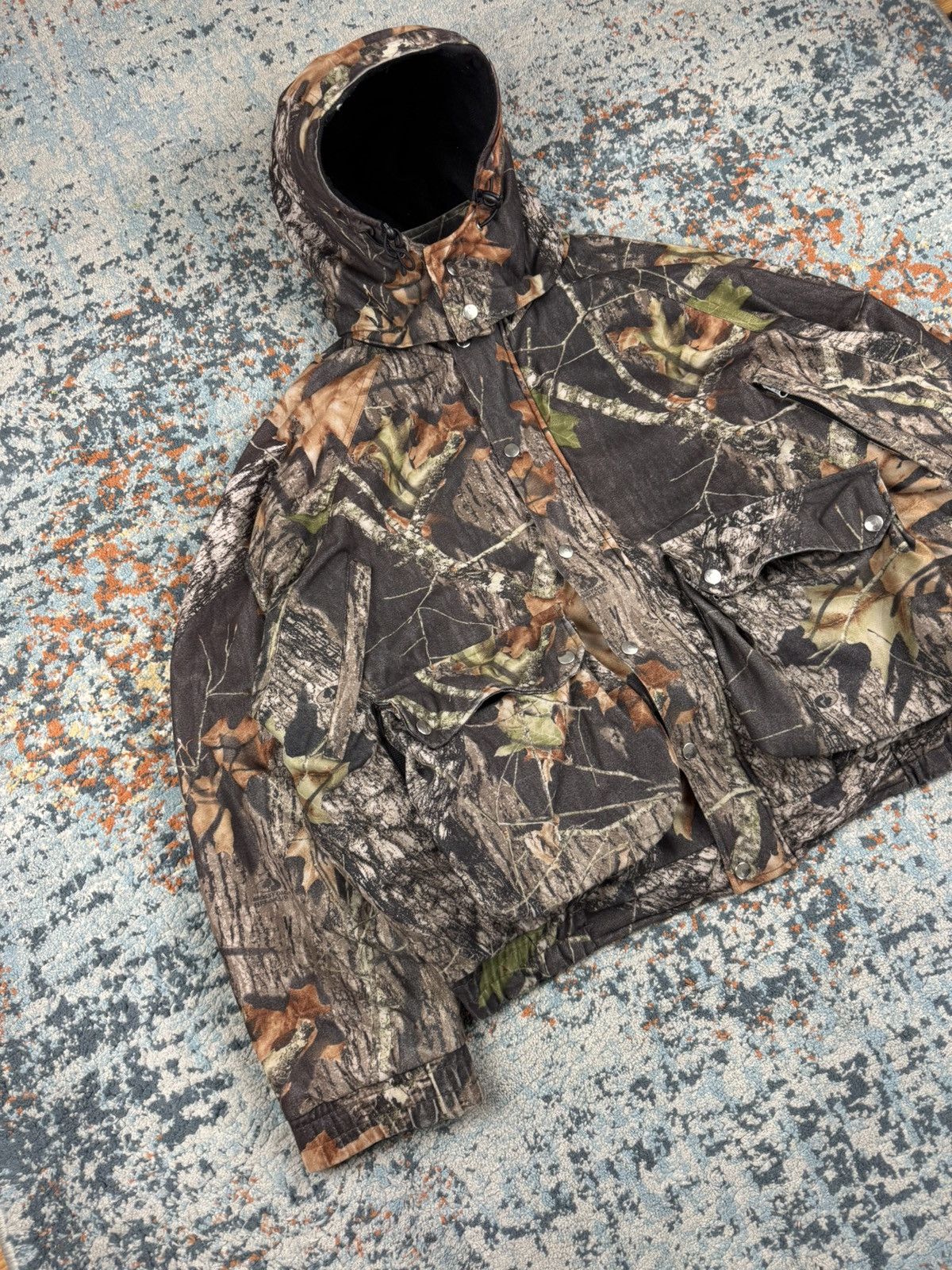 Mossy Oaks × Realtree × Vintage Vintage 90s Mossy Oak print boxy cargo booded hunting jacket Size US L / EU 52-54 / 3 - 3 Thumbnail