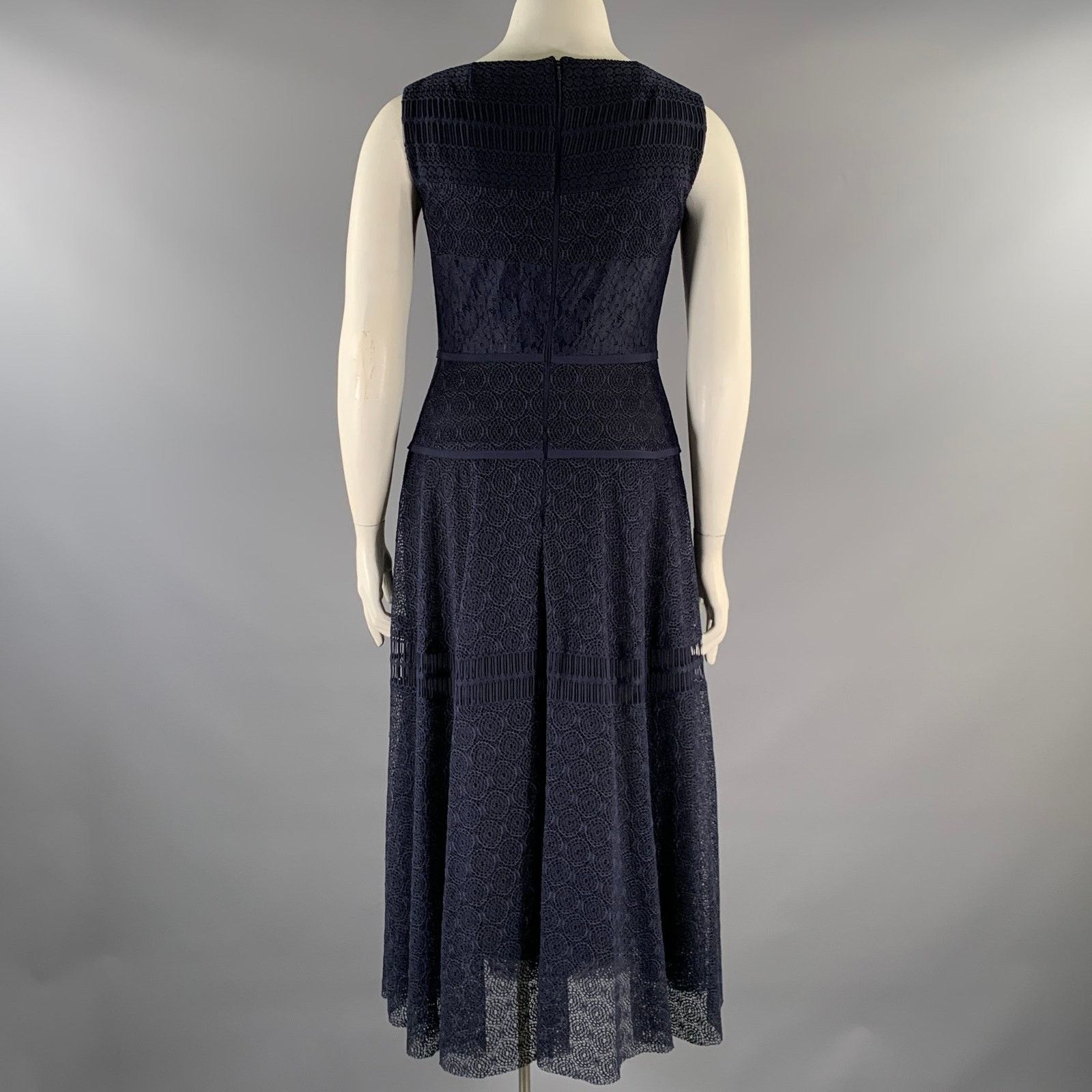 Other TALBOT RUNHOF Navy Cotton Blend Scoop Neck Midi Dress Size XL / US 12-14 / IT 48-50 - 4 Thumbnail