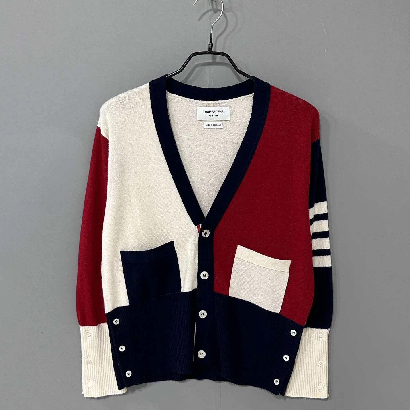 Thom Browne Thom Browne Cream Red CB Cashmere Cardi 2 Size M / US 6-8 / IT 42-44 - 1 Thumbnail