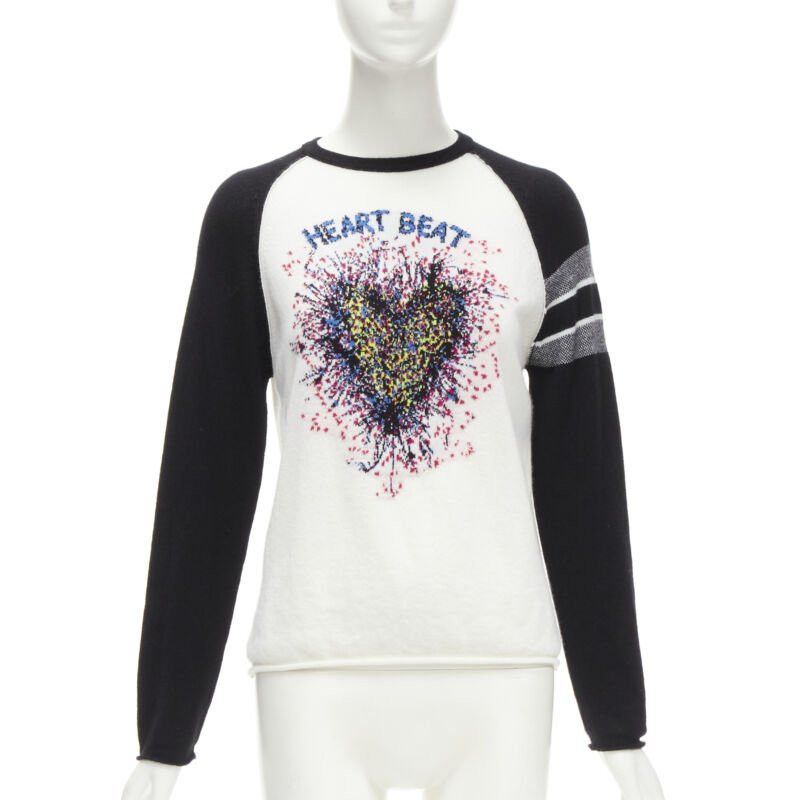 Dior CHRISTIAN DIOR 2021 100% cashmere Heart Beat black white raglan top FR34 XS Size XS / US 0-2 / IT 36-38 - 1 Thumbnail