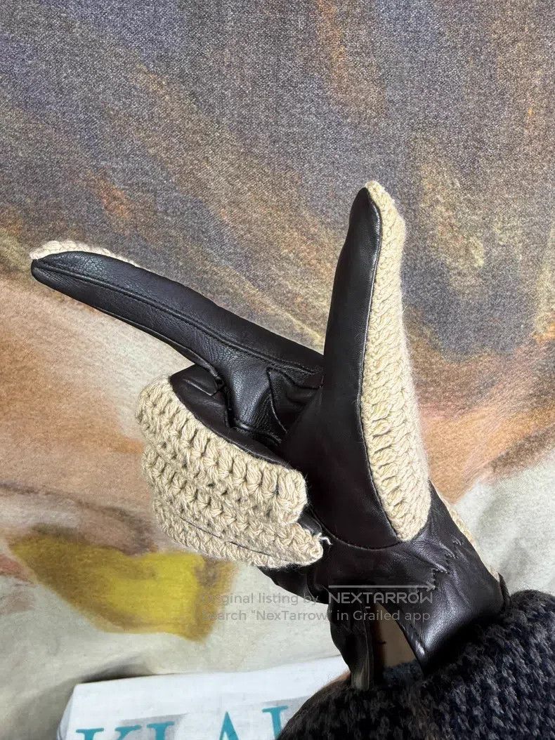 Dries Van Noten Dries Van Noten Patchwork Sheepskin Knit Gloves Size ONE SIZE - 7 Thumbnail