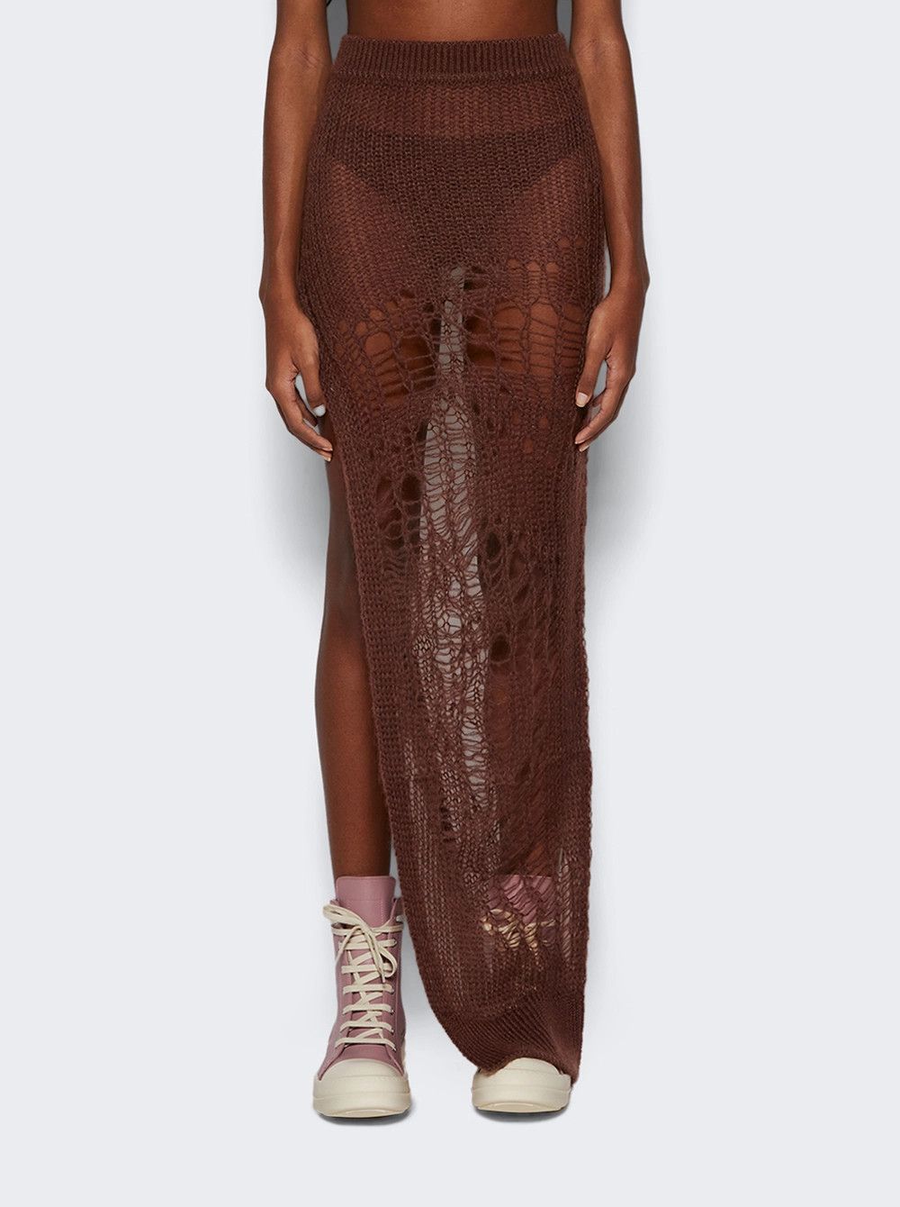 Rick Owens o1mle0426 Spider Ziggy Skirt in Brown Size 28" / US 6 / IT 42 - 4 Thumbnail