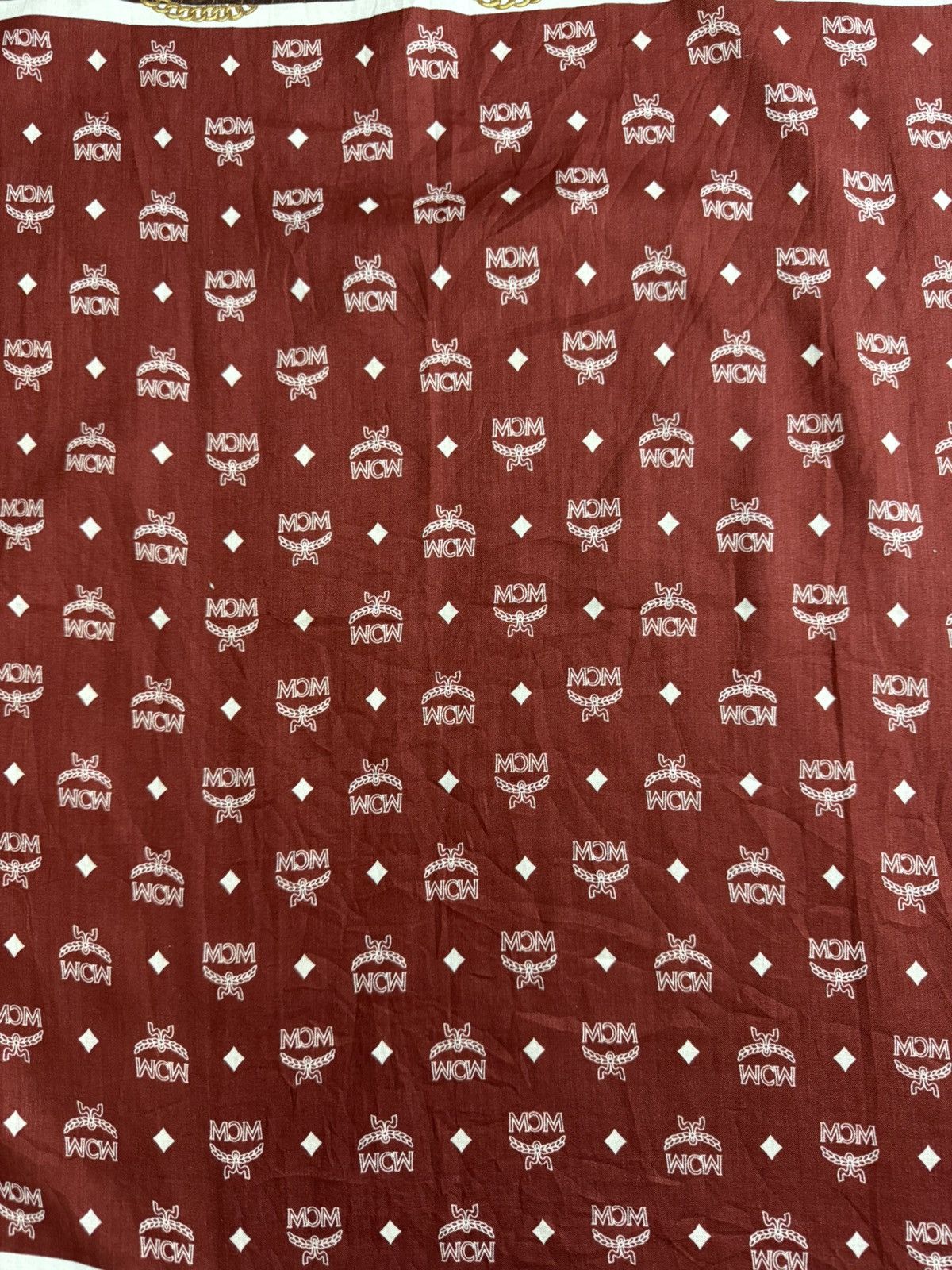 MCM Vintage MCM Bandana Scarf Bordeaux Red Cream Gold Logo Size ONE SIZE - 9 Thumbnail