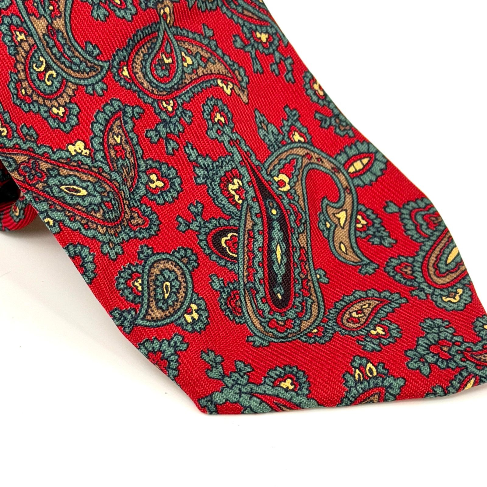 Aquascutum Vintage 80s Red 100% Silk Paisley Necktie Size ONE SIZE - 2 Thumbnail