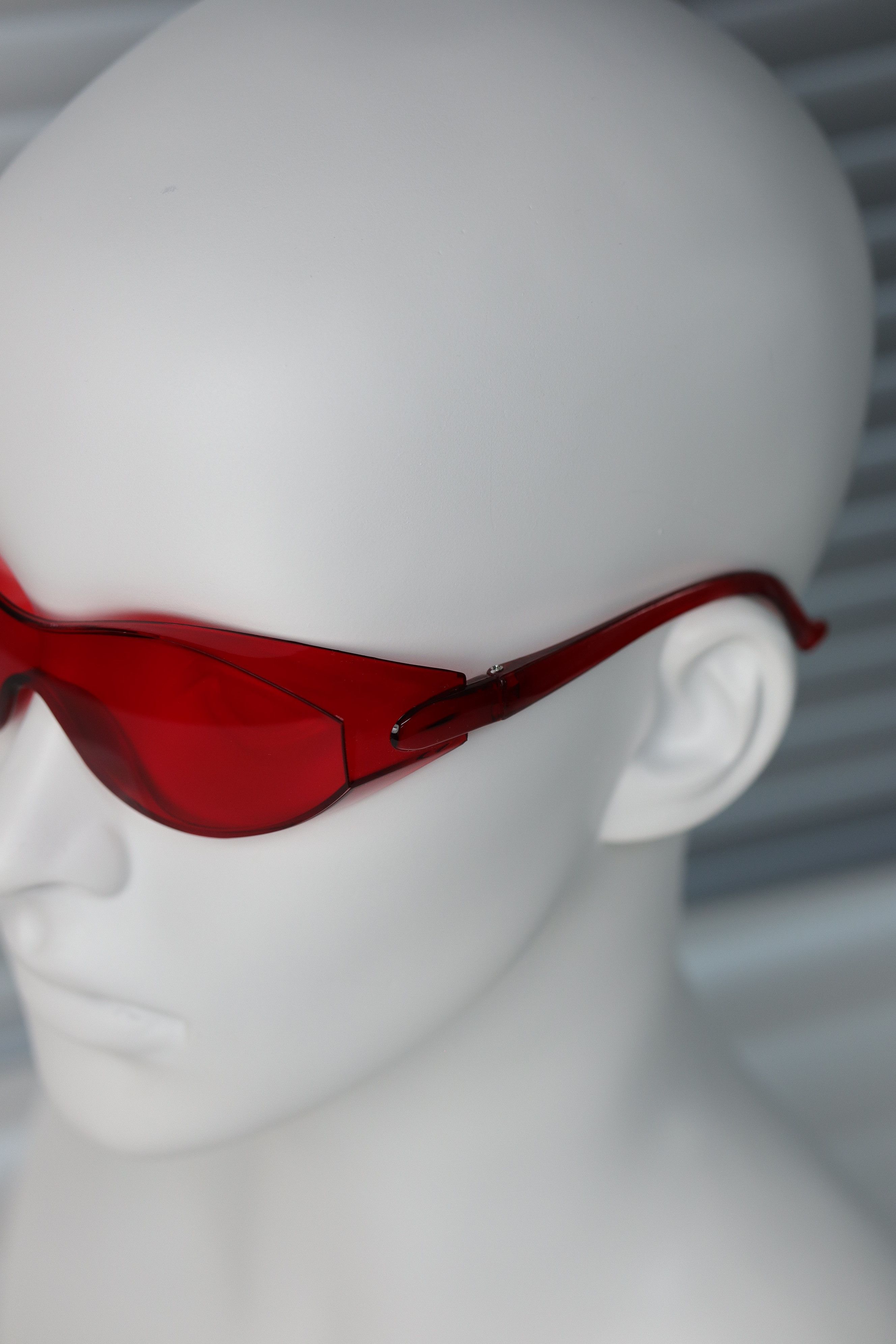 Japanese Brand Y2k Large Wide Safety Glasses Sunglasses Red Unisex One Size Size ONE SIZE - 9 Thumbnail