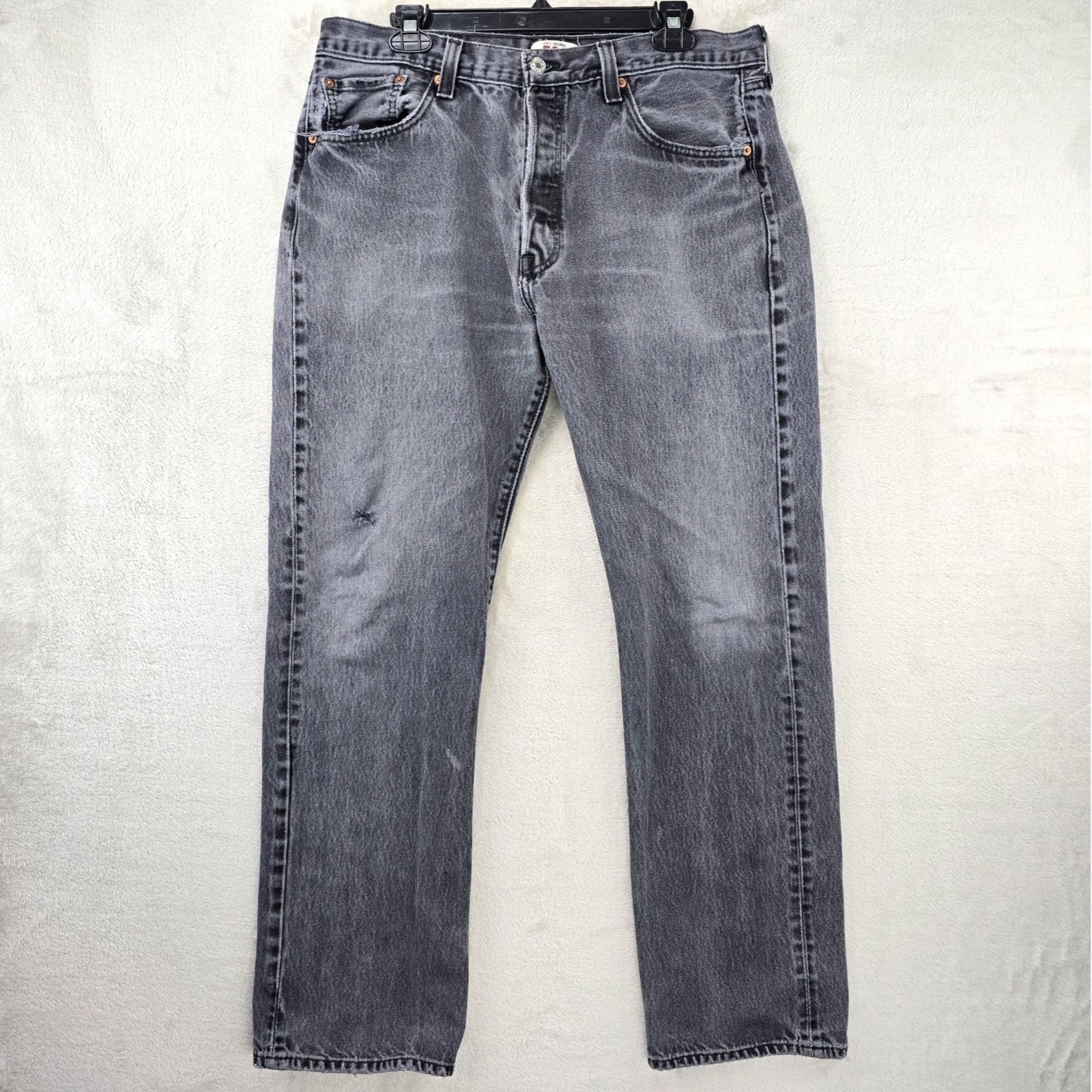 Levi's Levis 501 Jeans Mens 38x34 (Fits 34x30) Black Distressed Y2K Size US 34 / EU 50 - 1 Thumbnail