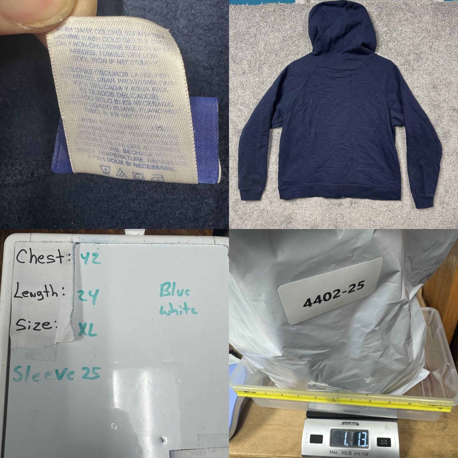 Reebok Reebok Hoodie XL Navy Blue Full Zip Pockets Hooded Fleece Y2K Mens Size US XL / EU 56 / 4 - 8 Thumbnail