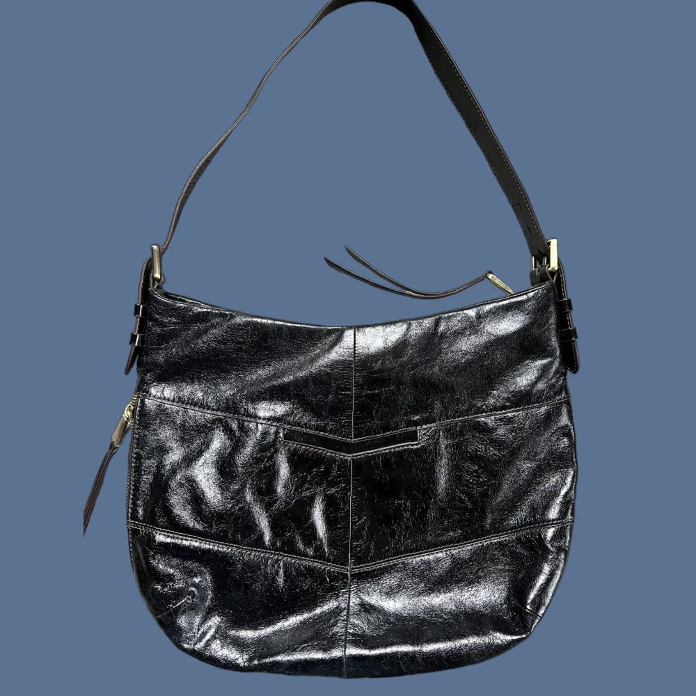 Vintage HOBO Serra Women's Patent Black Leather Hobo Shoulder Bag Purse NICE! Size ONE SIZE - 1 Thumbnail