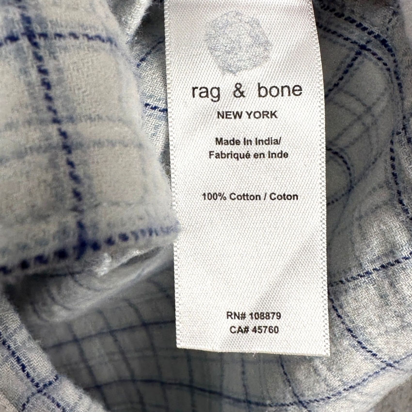 Rag & Bone Rag & bone Shirt Mens Small Blue White Flannel Button Up Grid Check Long Sleeve Size US S / EU 44-46 / 1 - 5 Thumbnail