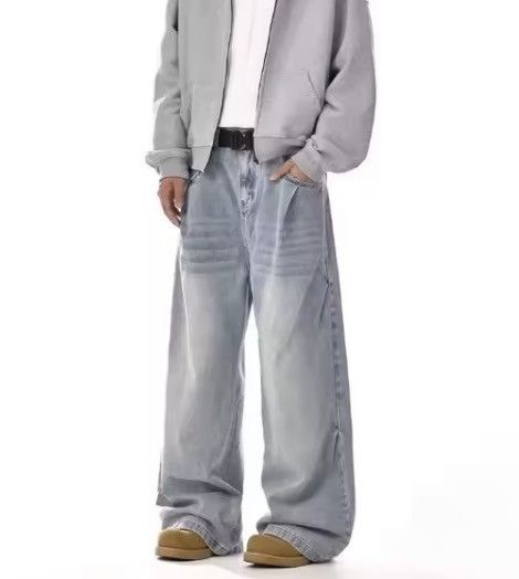 Japanese Brand Washed Cleanfit High Street Straight Loose Wide Leg Denim Size US 31 - 4 Thumbnail