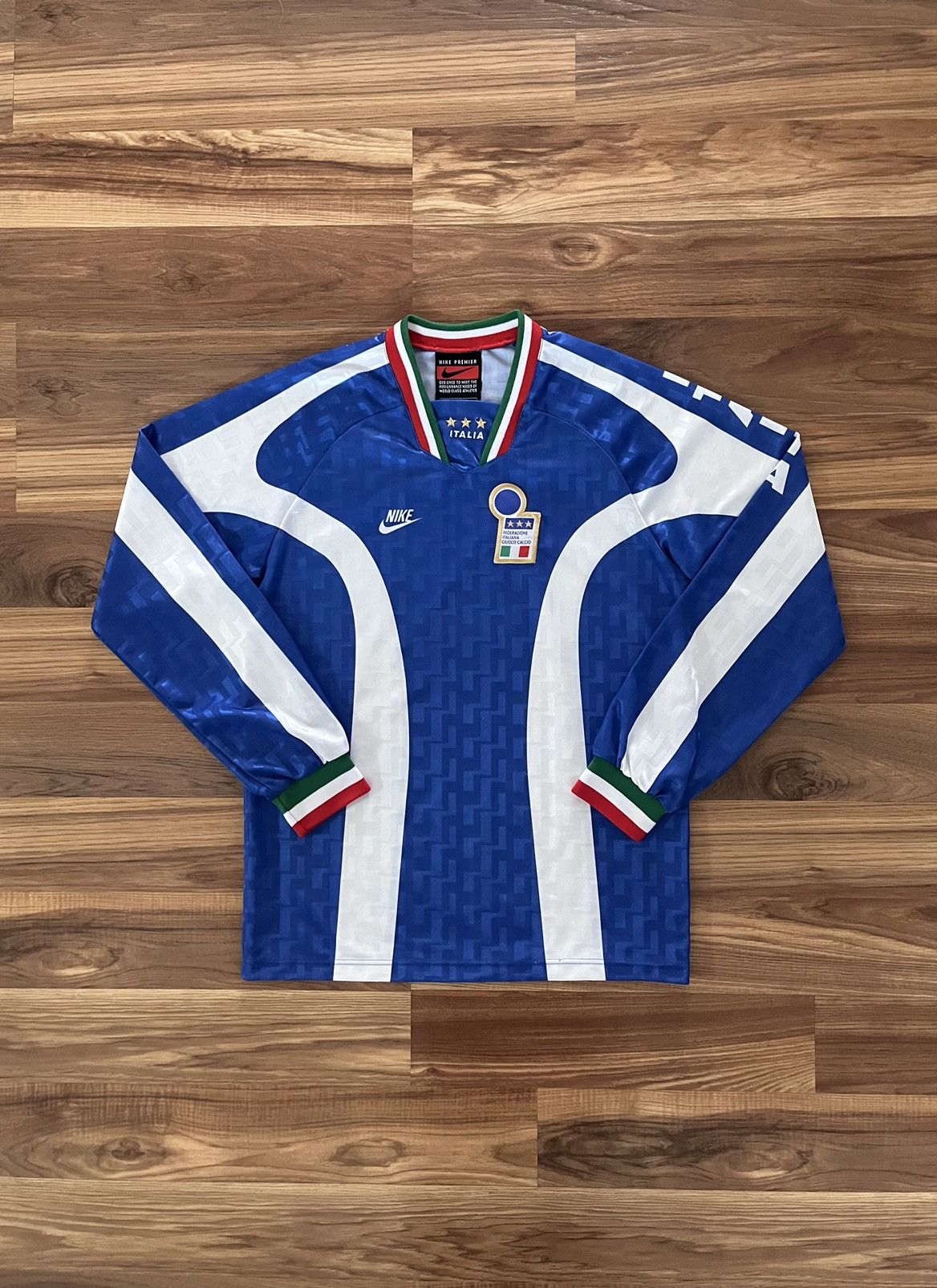 image of Nike x Vintage 1995-97 Italy Long Sleeve Training Kit in Blue, Men's (Size Medium)