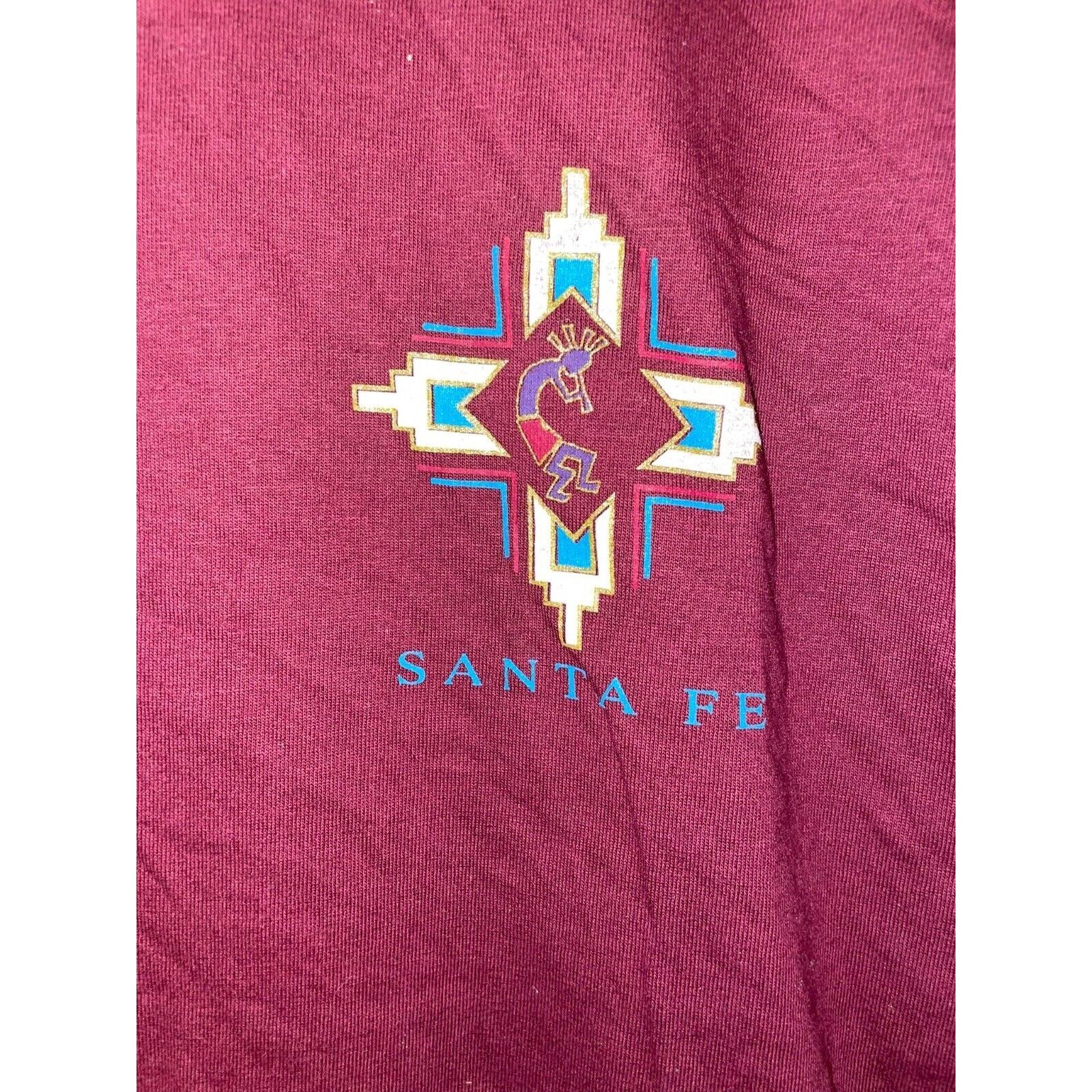 Jerzees Vintage Santa Fe Shirt Aboriginal Dancer Maroon Red Tee 90s Size US L / EU 52-54 / 3 - 3 Thumbnail