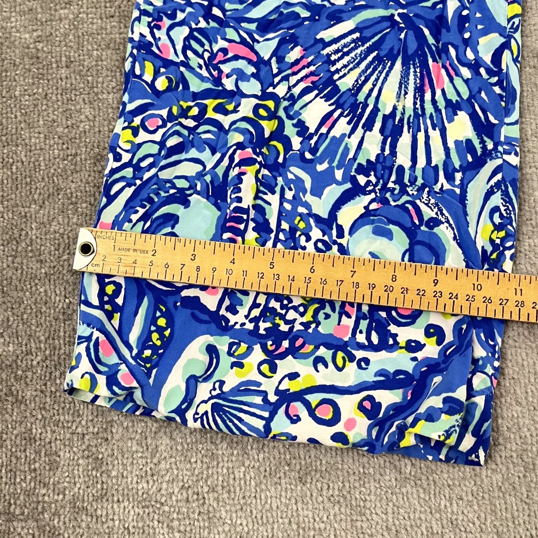 Lilly Pulitzer Lilly Pulitzer Women's Palazzos Pants Medium Blue Tropical Floral Stretch Summer Casual Size 32" / US 10 / IT 46 - 6 Thumbnail