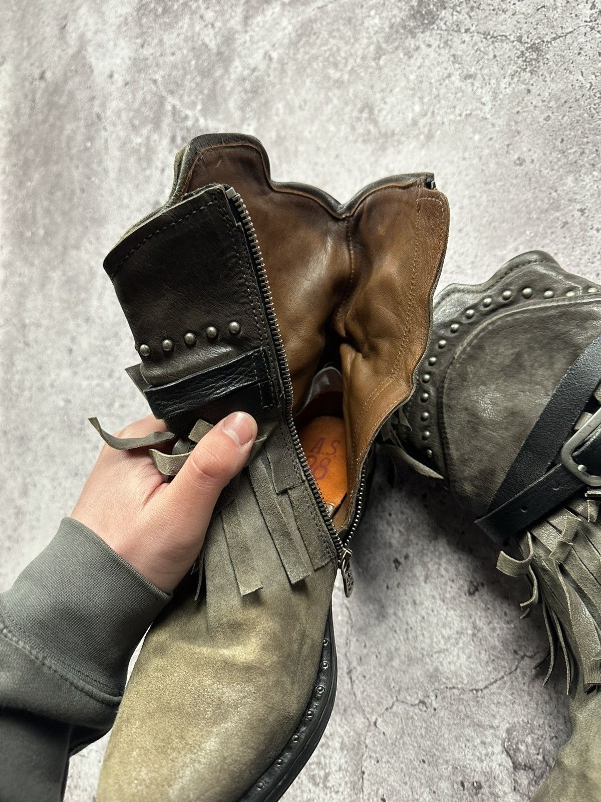 A.S.98 💀RARE💀 A.S 98 Vintage Leather Western Boots Avant Garde Size US 7 / EU 40 - 18 Thumbnail