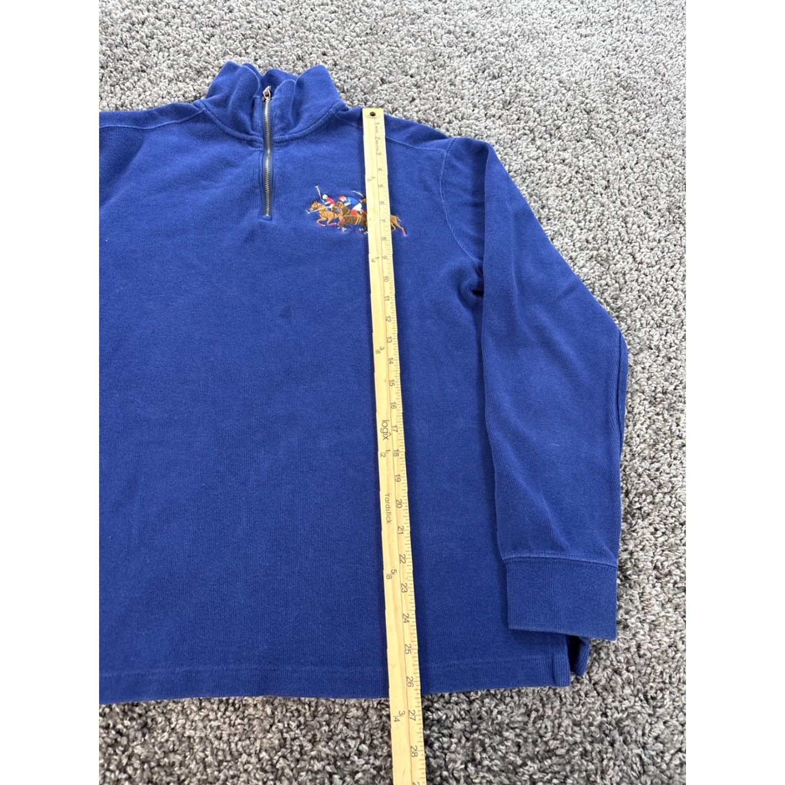 Polo Ralph Lauren VINTAGE Polo Ralph Lauren Sweater Mens M Blue Logo Zipper Quarter Zip 1/4 Zip Casual Preppy Knit Pullover Size US M / EU 48-50 / 2 - 2 Thumbnail