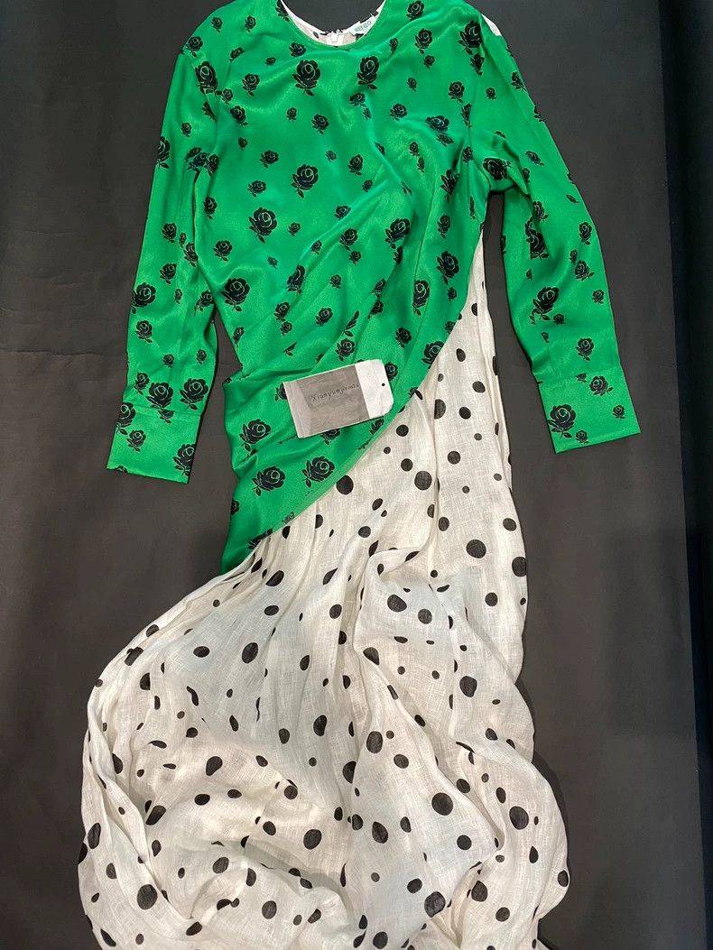 Kenzo KENZO Green Silk-Linen Dress - dmc Size US M / EU 48-50 / 2 - 1 Thumbnail