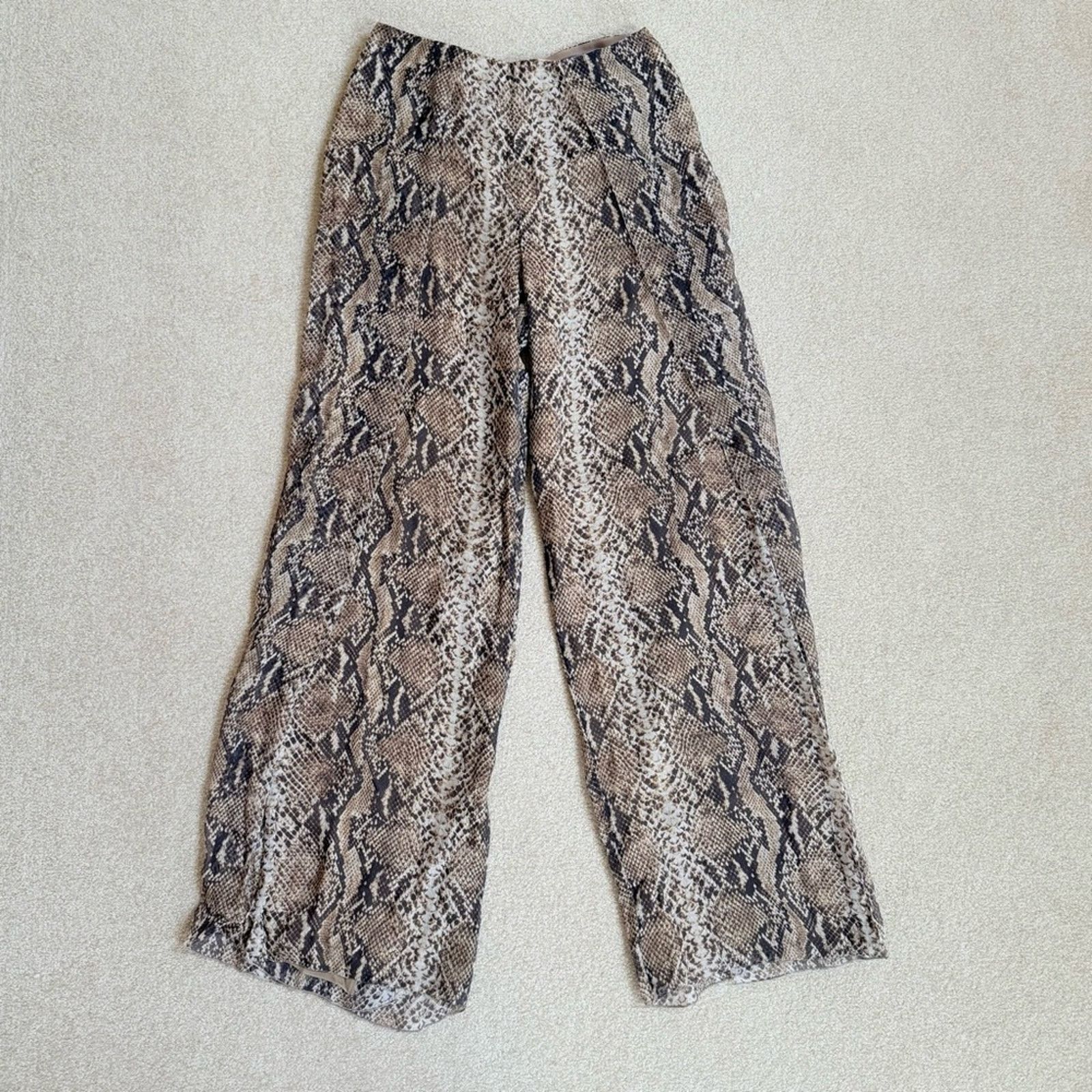 Ralph Lauren Purple Label Ralph Lauren Python Print Silk Chiffon Palazzo Pants Women 4 Size 27" / US 4 / IT 40 - 1 Thumbnail