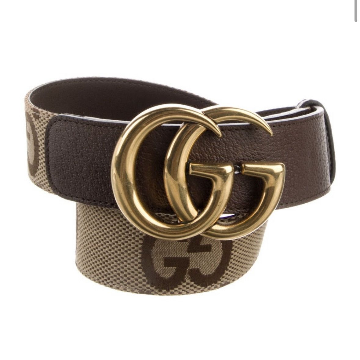 Gucci Women’s Brown Double G Canvas & Leather Belt 75/30
