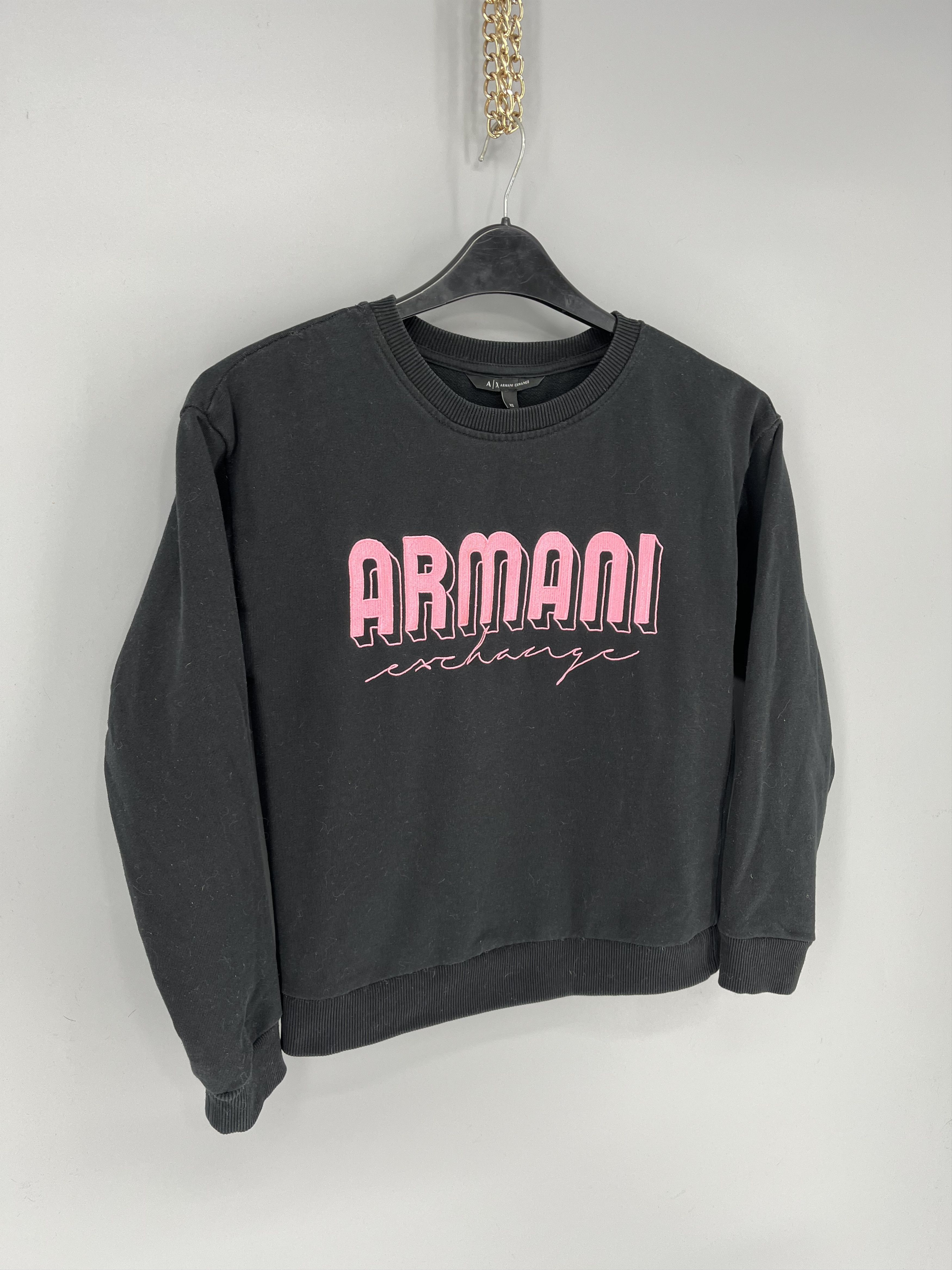 Armani × Emporio Armani × Giorgio Armani Vintage Armani Exchange Embroidery Distress Sweatshirt Size XS / US 0-2 / IT 36-38 - 2 Thumbnail