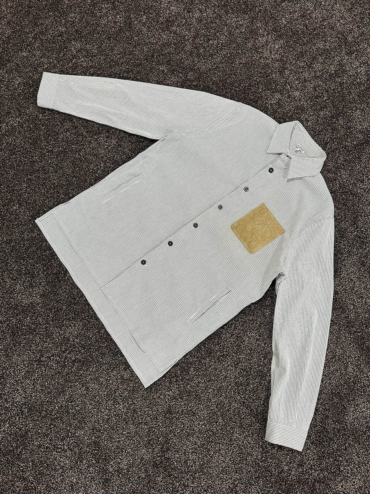 Loewe Loewe Oxford Striped Button Shirt Jacket Leather Patch Logo Size US L / EU 52-54 / 3 - 3 Thumbnail