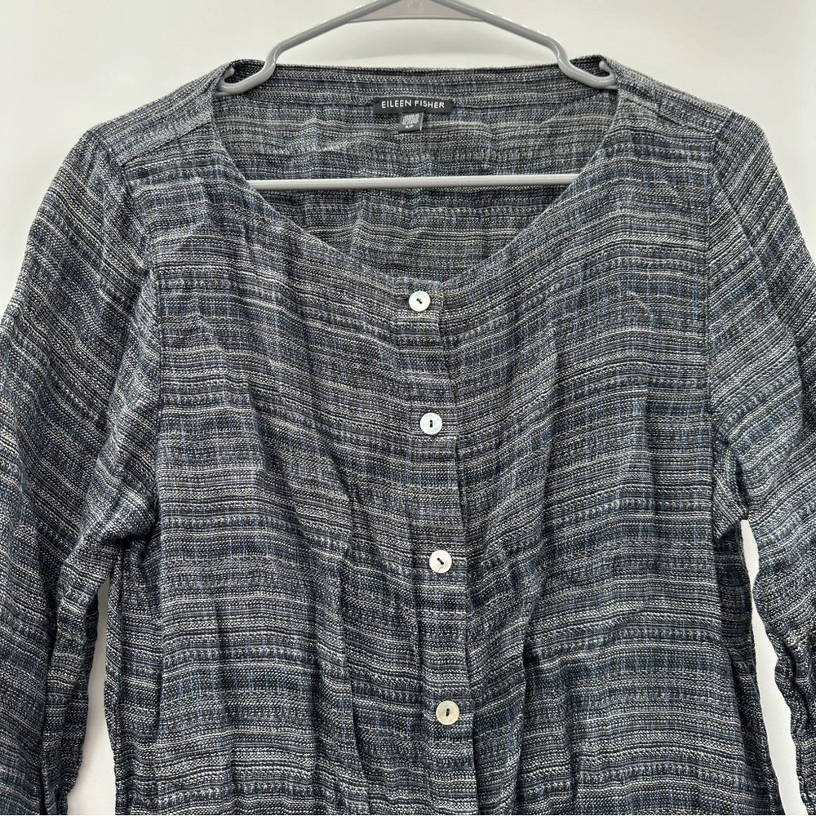 Eileen Fisher Eileen Fisher Coastline Organic Linen Button Down Tunic Top Size S / US 4 / IT 40 - 4 Thumbnail