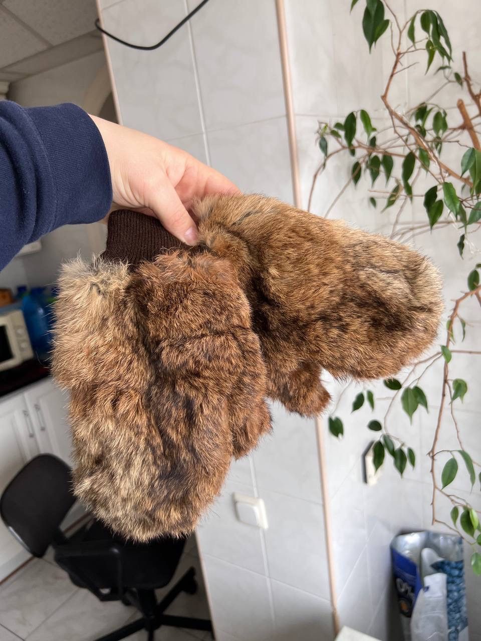 Japanese Brand Vintage 80’s Real Fur Leather Avant Garde y2k Brown Gloves Size ONE SIZE - 8 Thumbnail