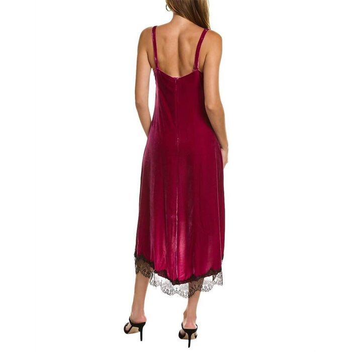 La Femme - Quarter Length Sleeves Laced V-Neck Dress 21805 - 2 pc Boysenberry in Size 4 and 6 Available