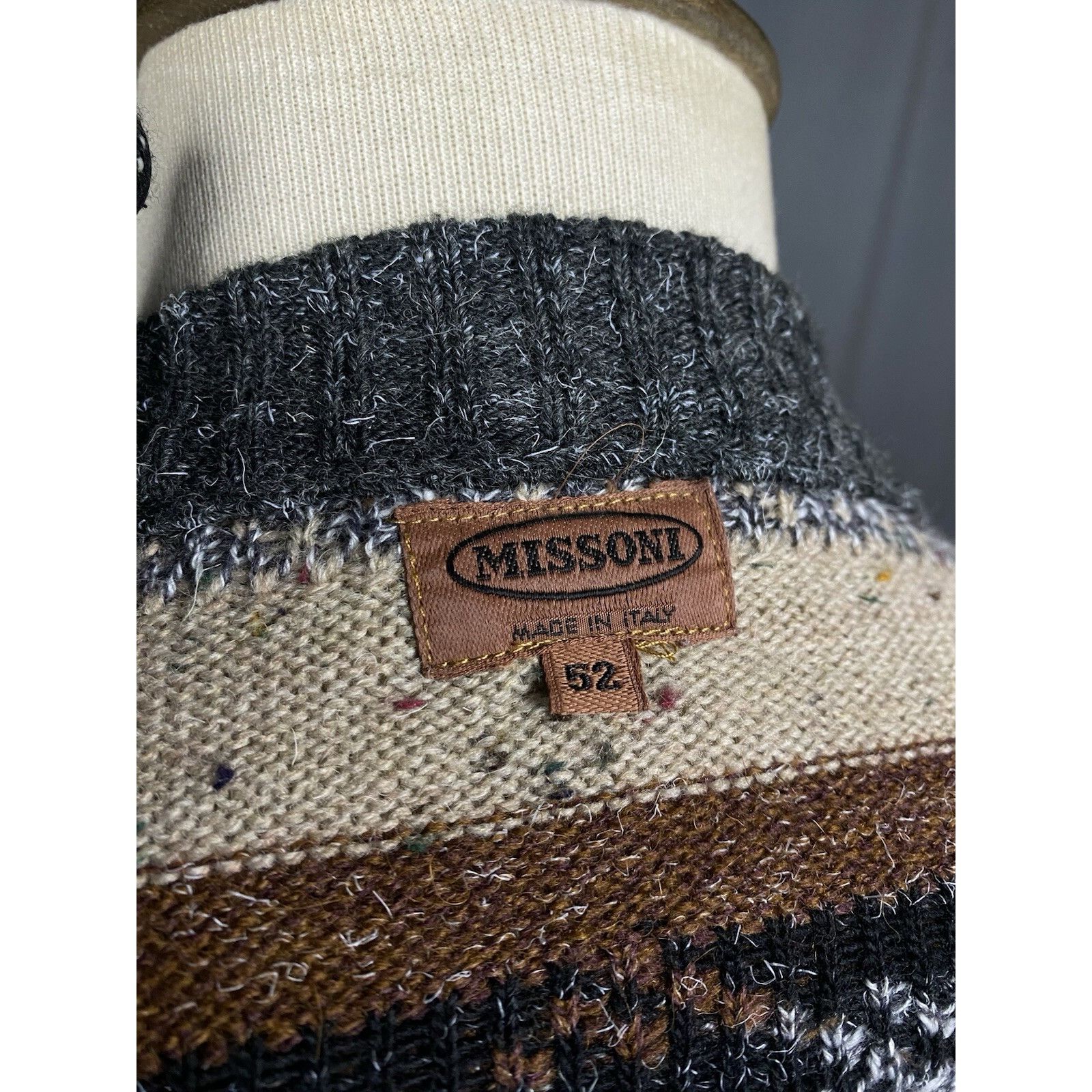 Missoni Missoni Men's Gray Multicolor Wool Striped Cardigan Sweater Size US L / EU 52-54 / 3 - 9 Thumbnail