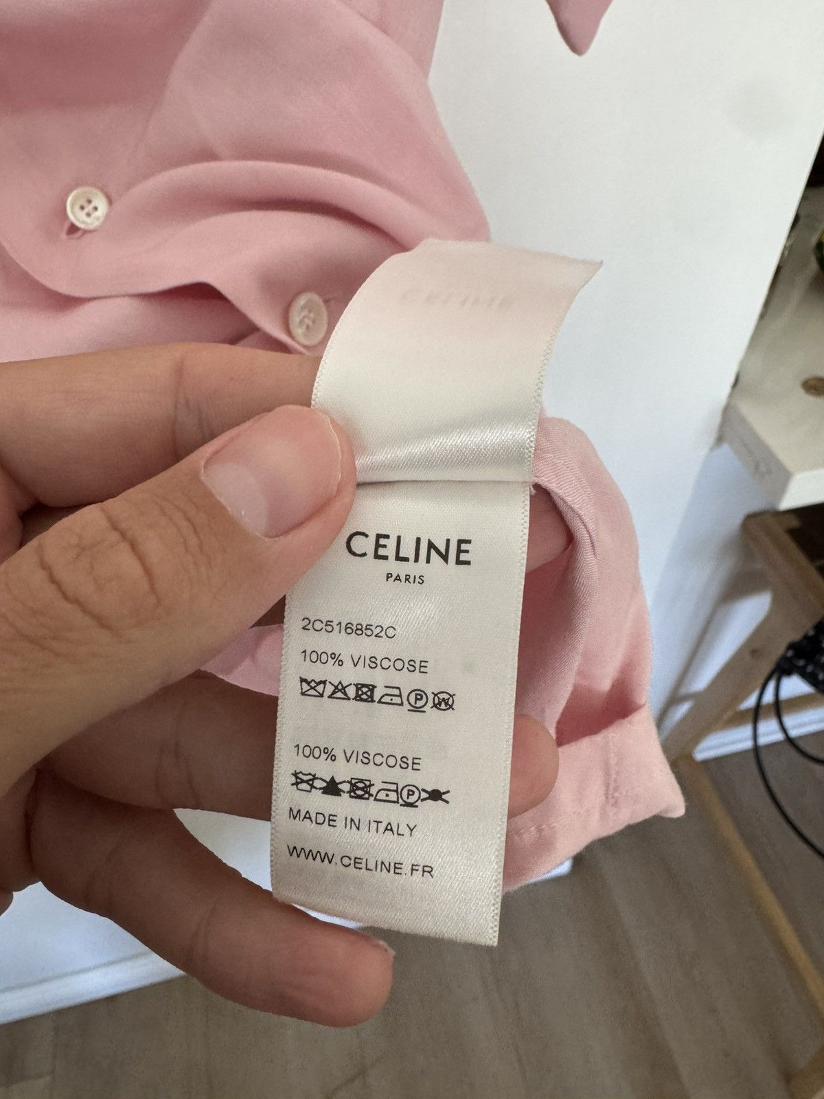 Celine Rare Blush Pink Bowling Shirt Viscose Size US XL / EU 56 / 4 - 7 Thumbnail