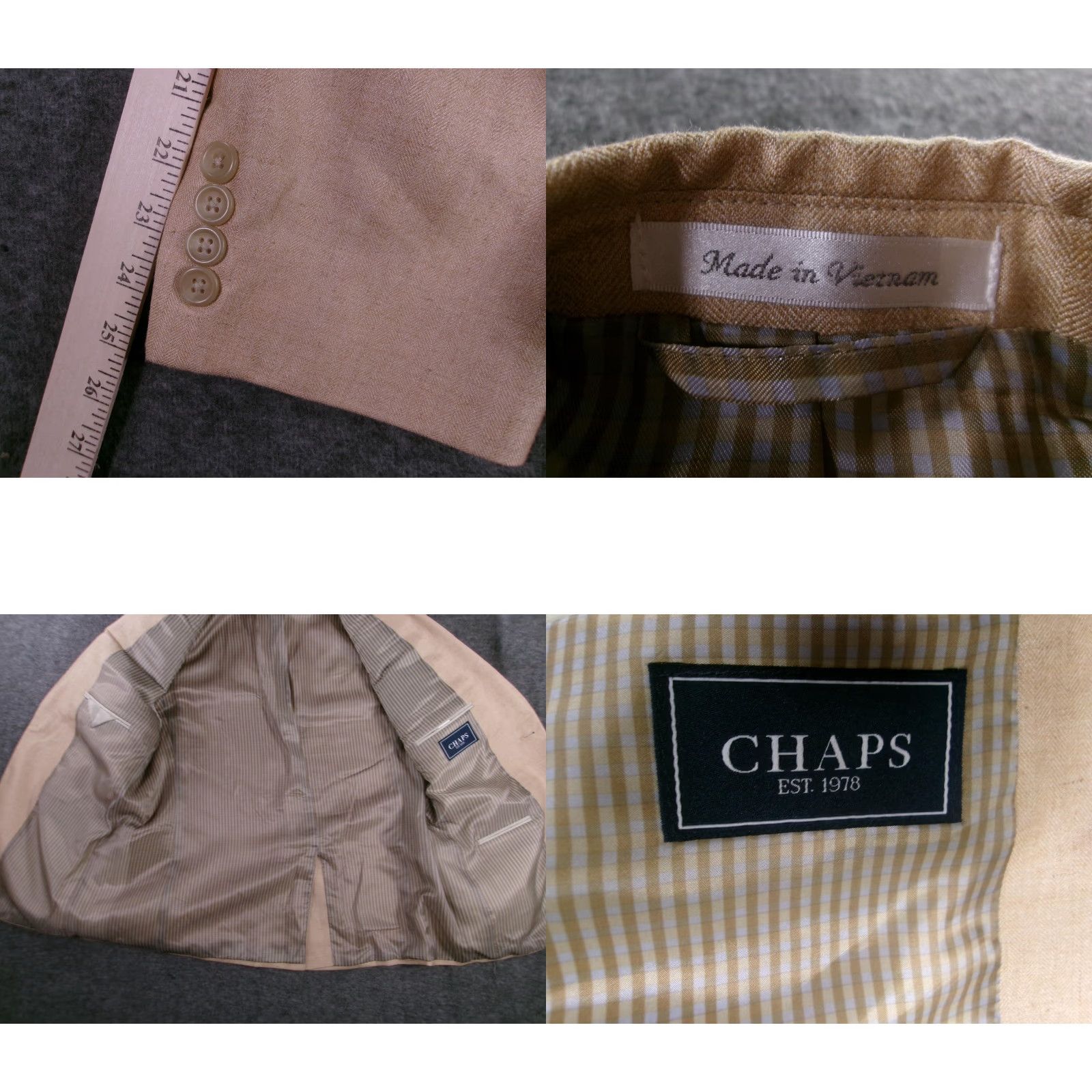 Chaps Chaps Sport Coat 44R Beige Mens Classic Linen Blend Business Casual Preppy Size US S / EU 44-46 / 1 - 8 Thumbnail