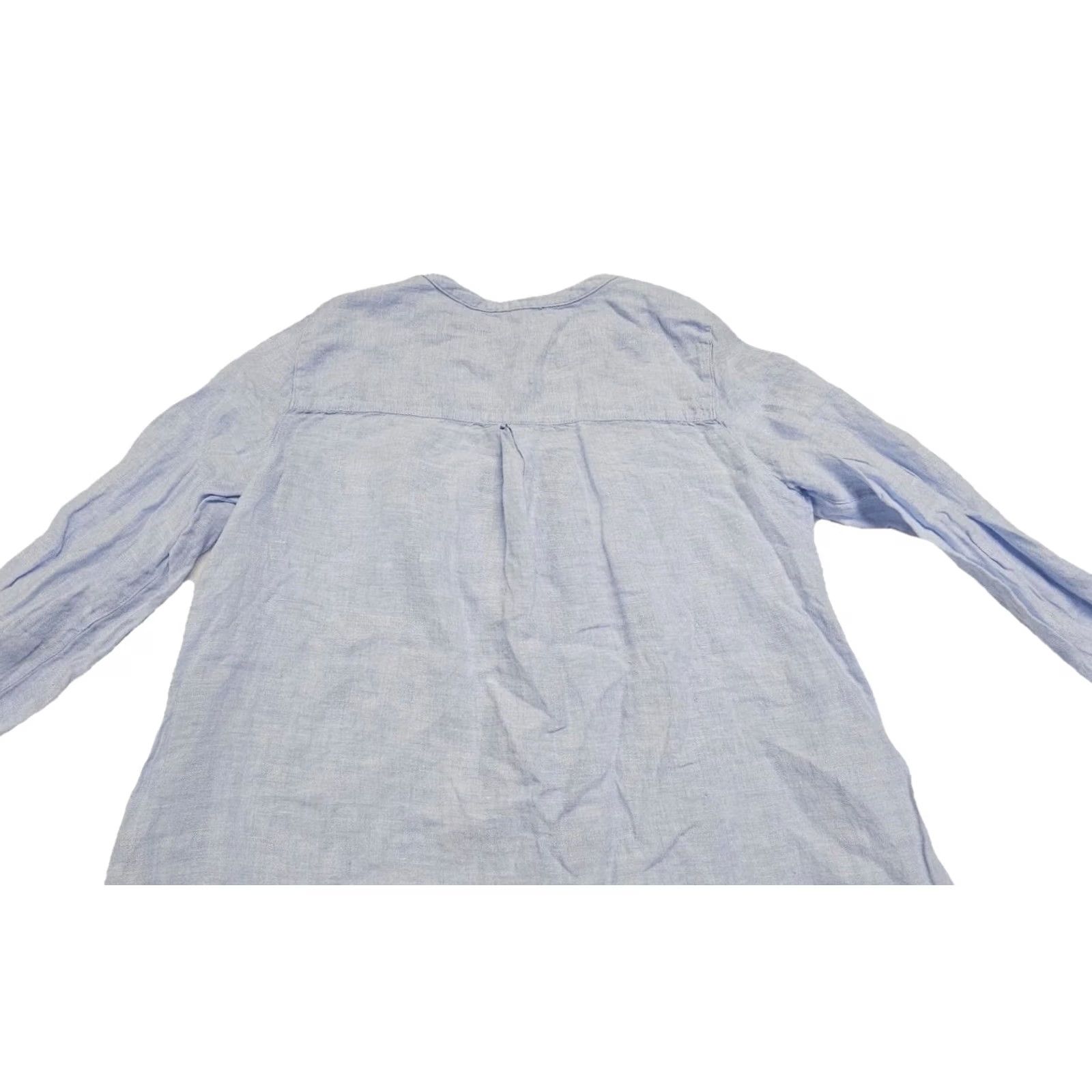 Vintage Sigrid Olsen Blouse Womens M Blue 100% Linen Button Up Long Sleeve Lightweight Tunic Shirt Size M / US 6-8 / IT 42-44 - 6 Thumbnail