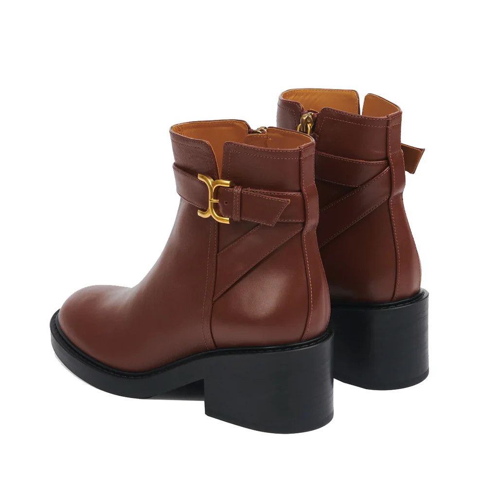 o1loc1c0125 Marcie Block Heel Ankle Boots in Brown