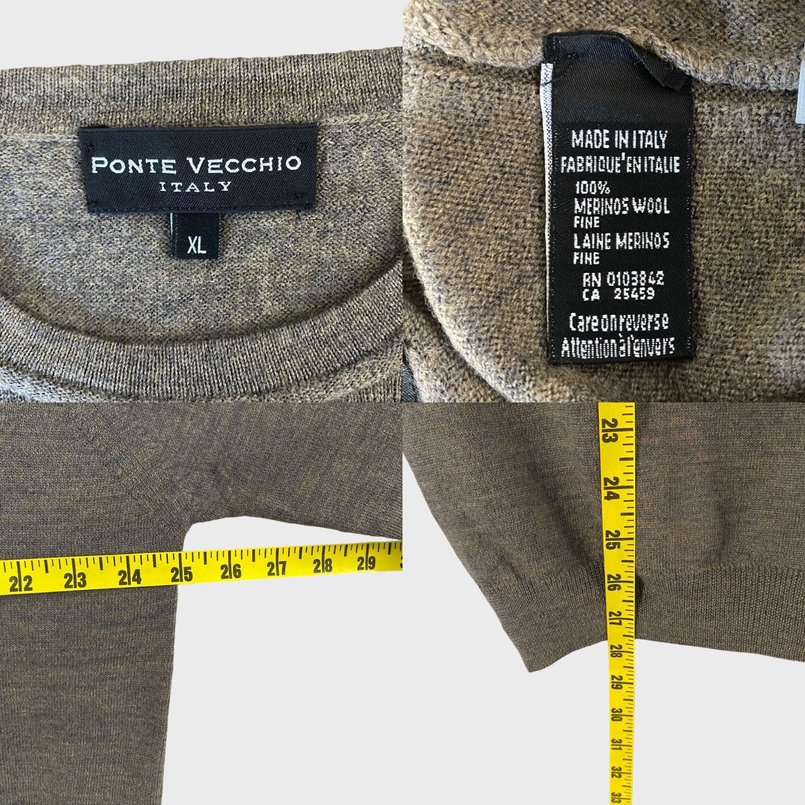 Vintage VINTAGE Ponte Vecchio Crewneck Sweater Brown XL Merino Wool Long-Sleeve Pullover Size US XL / EU 56 / 4 - 8 Thumbnail